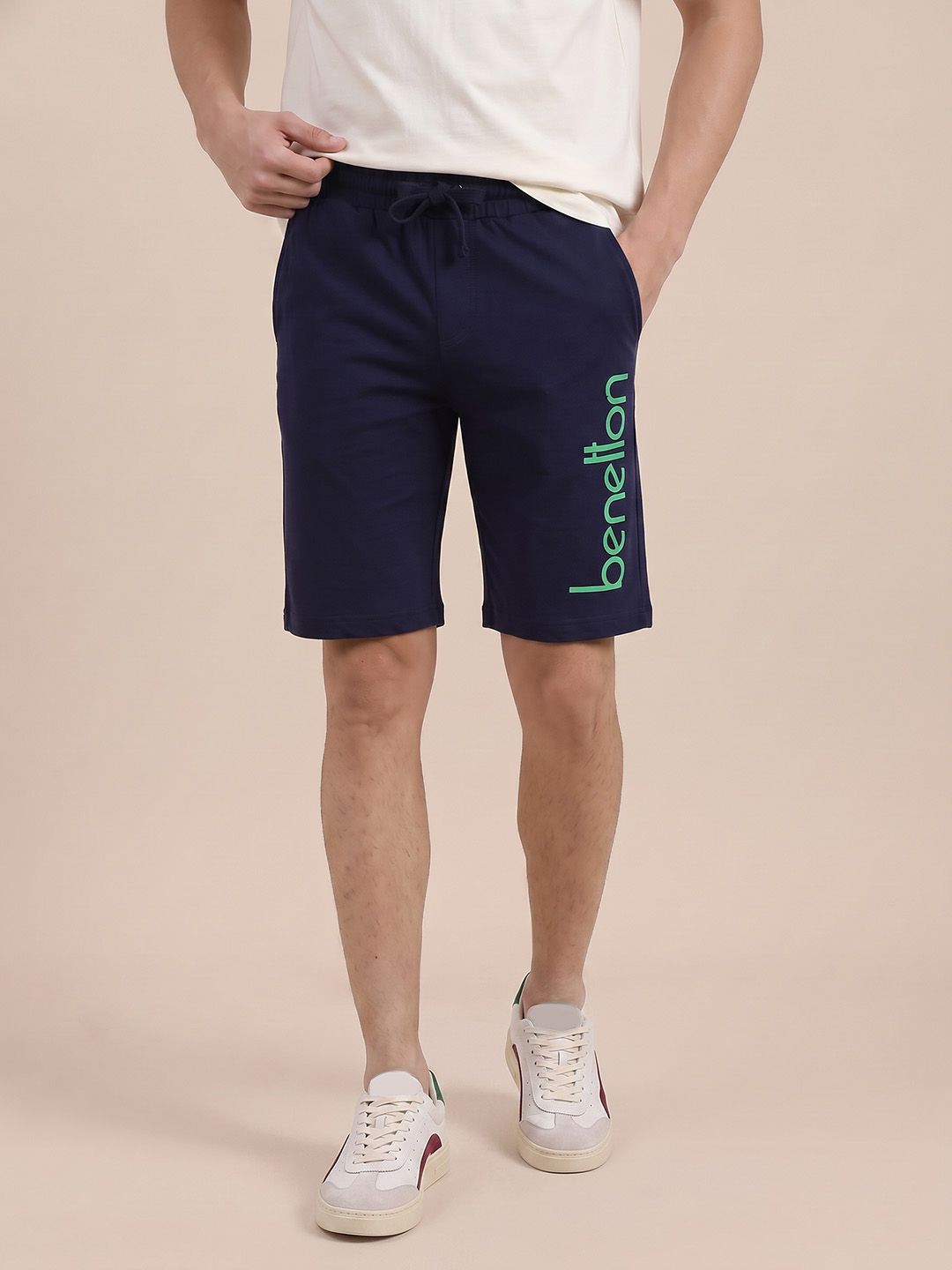 United Colors of Benetton Men Brand Logo Printed Pure Cotton Slim Fit Shorts-picture-41