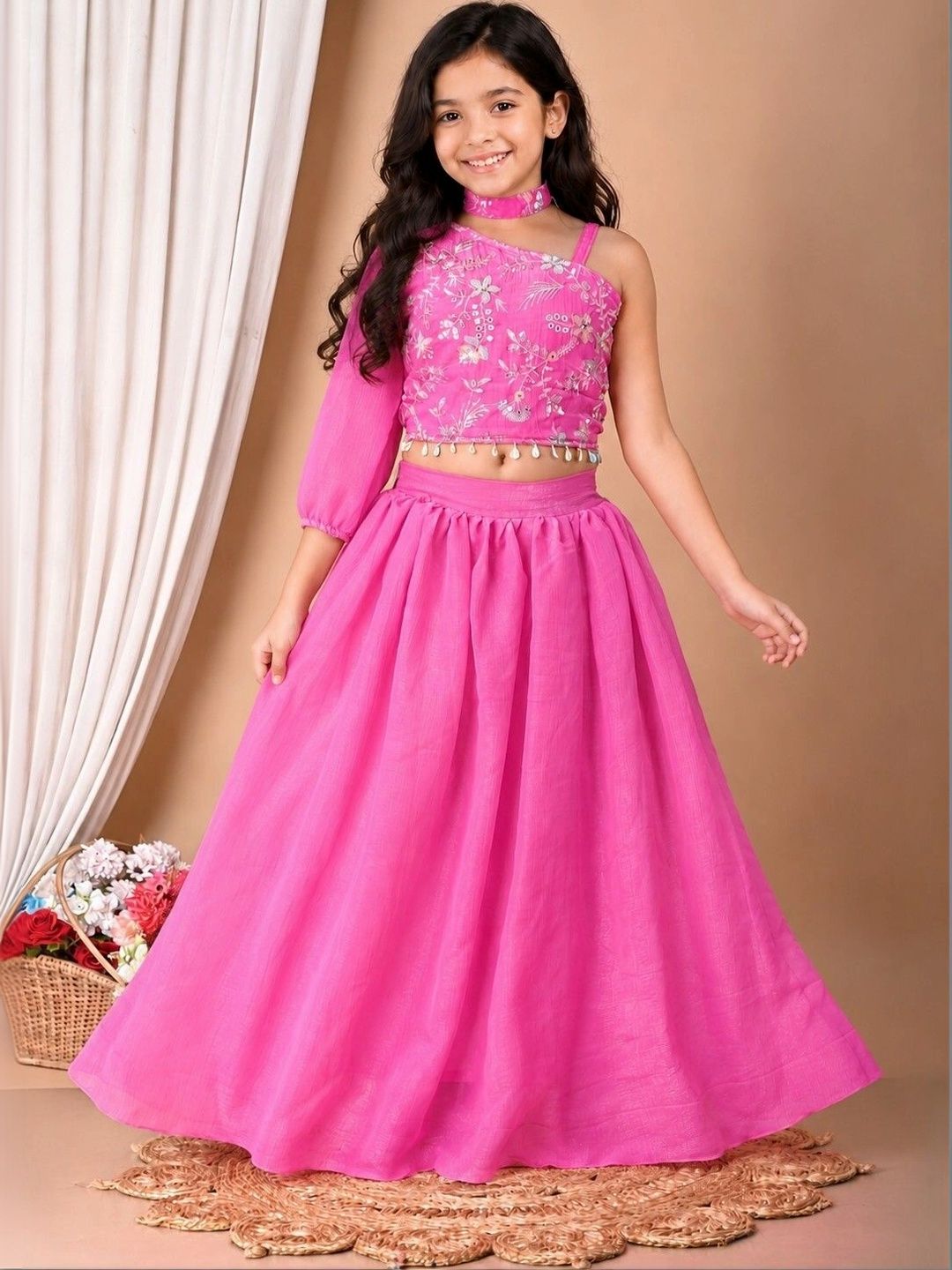 SPAMitude Girls Embroidered Thread Work Ready to Wear Lehenga &-picture-27