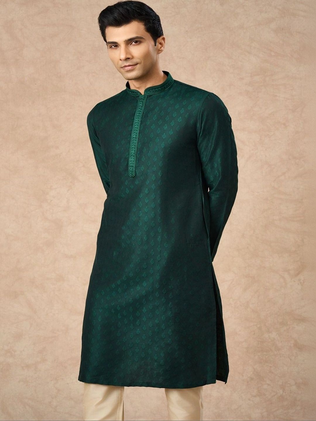 Manyavar Men Ethnic Motifs Regular Thread Work Kurta with Pyjamas-picture-29