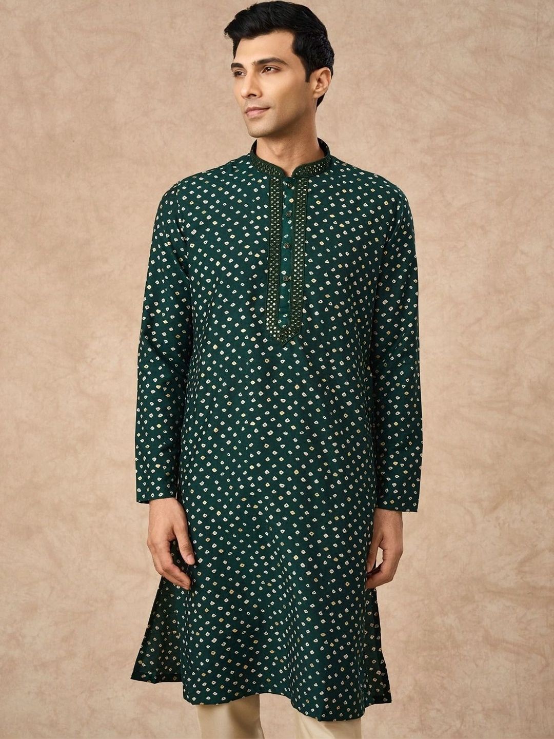 Manyavar Men Ethnic Motifs Printed Regular Mirror Work Kurta with Pyjamas-picture-36