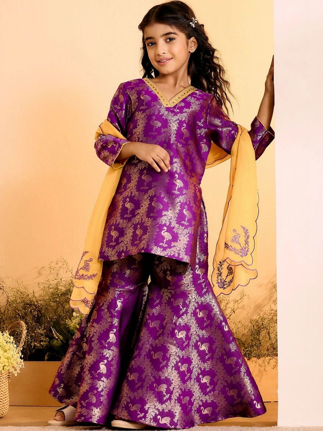 Biba Girls Ethnic Motifs Regular Kurta with Sharara & With Dupatta-picture-46