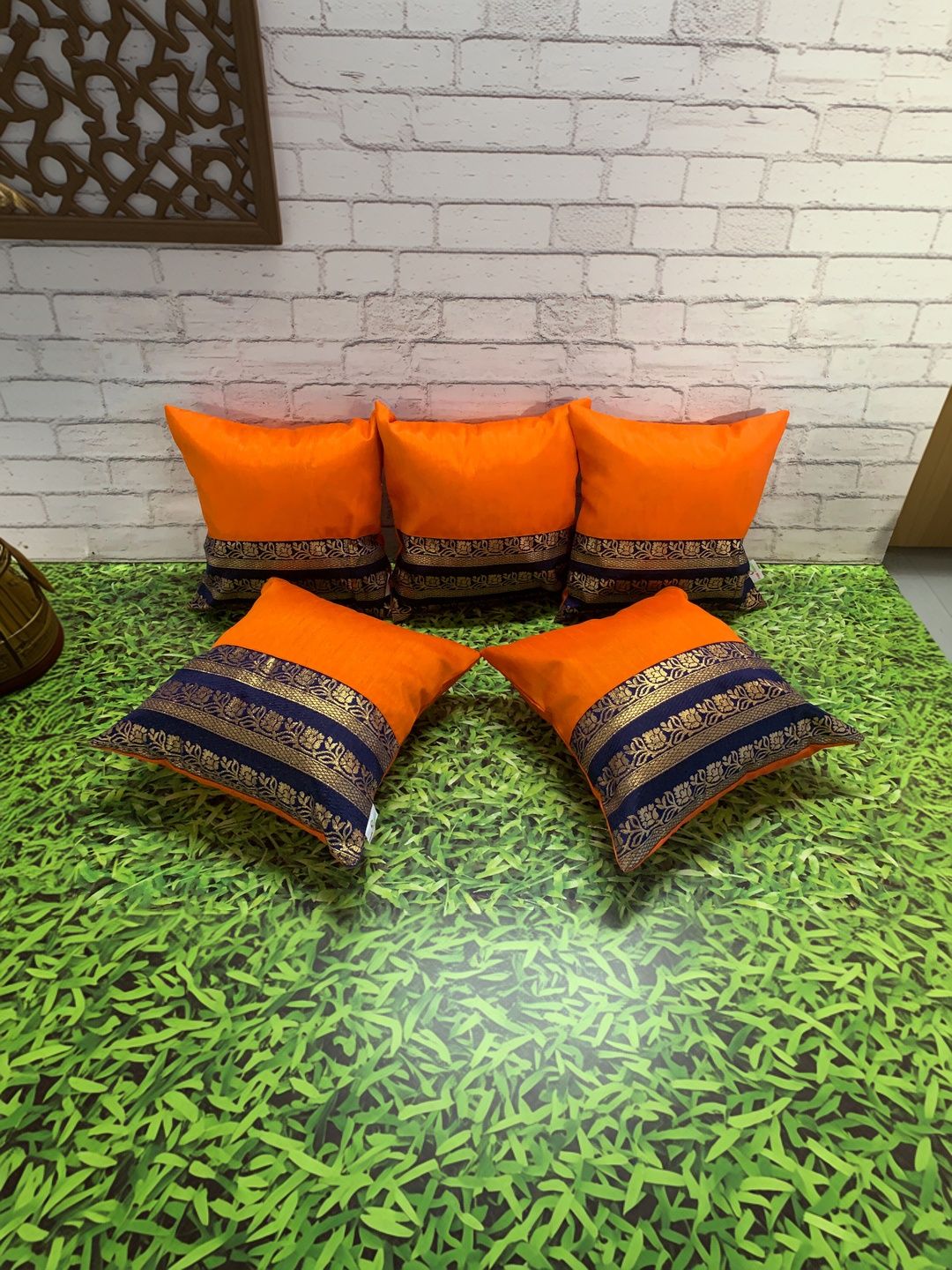 Pink Parrot Multicoloured Set of 5 Ethnic Motifs Square Cushion Covers-picture-56