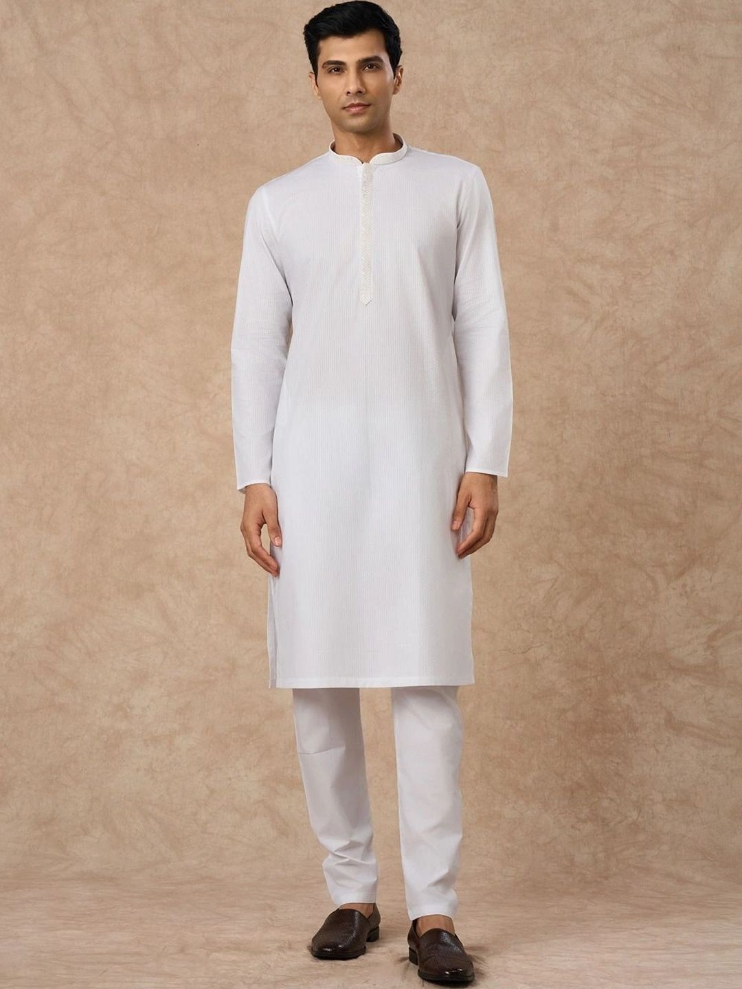 Manyavar Men Regular Thread Work Pure Cotton Kurta with Pyjamas-picture-17