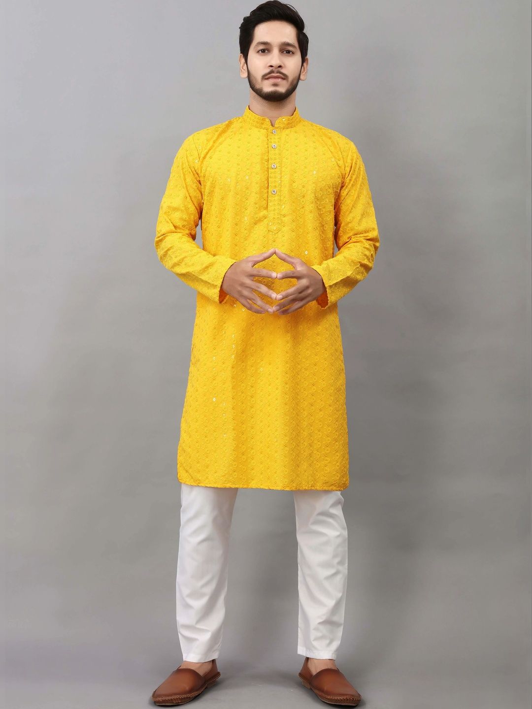 Moda Rapido Men Embellished Sequinned Handloom Kurta-picture-32