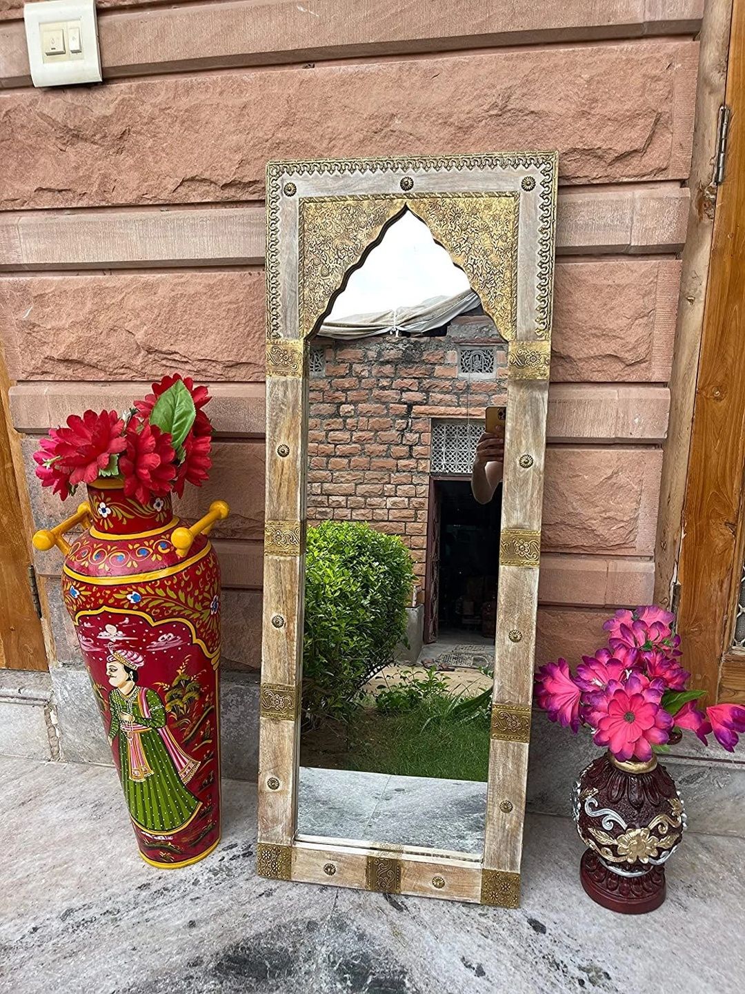 PREET GALLERY White Wooden Dressing Room Makeup Wall Mirror-picture-53