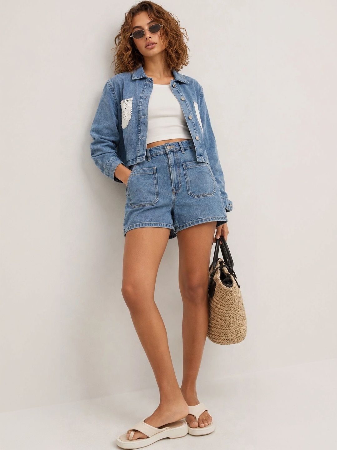 Roadster Women Crop Denim Jacket with Embroidered-image-30