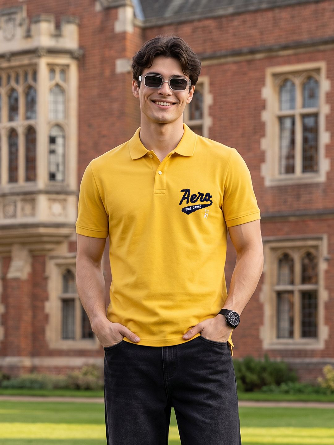 Aeropostale Brand Logo Polo Collar Pure Cotton T-shirt-picture-12