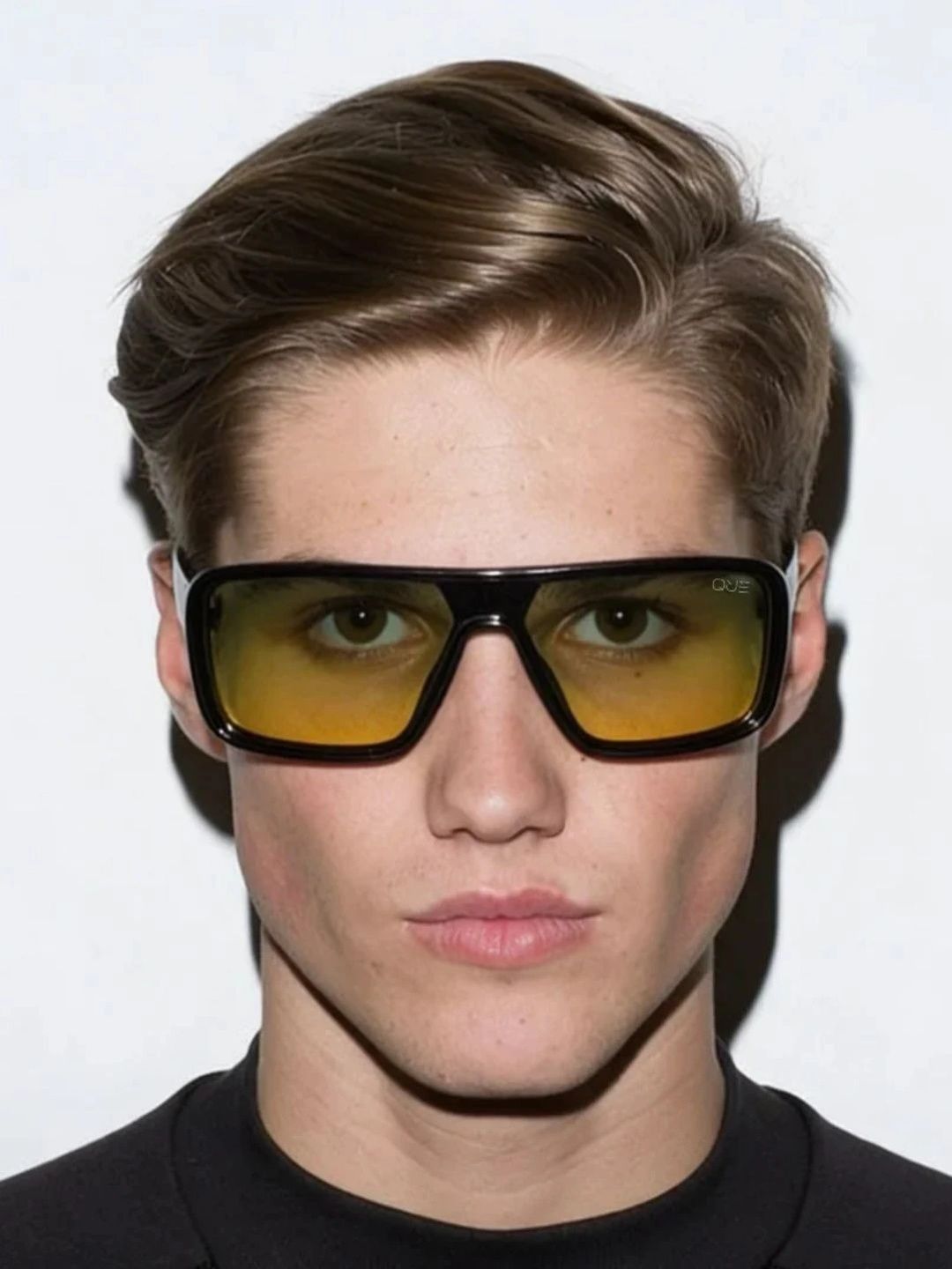 QUE UNIVERSE Unisex Green Lens & Black Rectangle Sunglasses with-picture-48