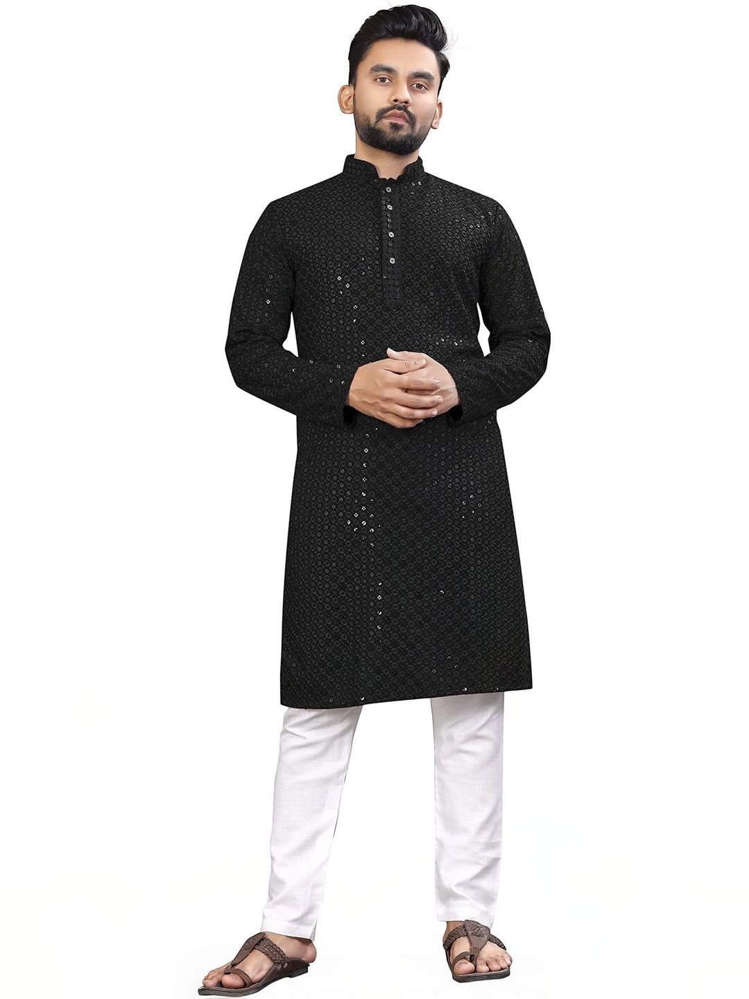 Moda Rapido Men Embellished Sequinned Handloom Kurta-picture-39