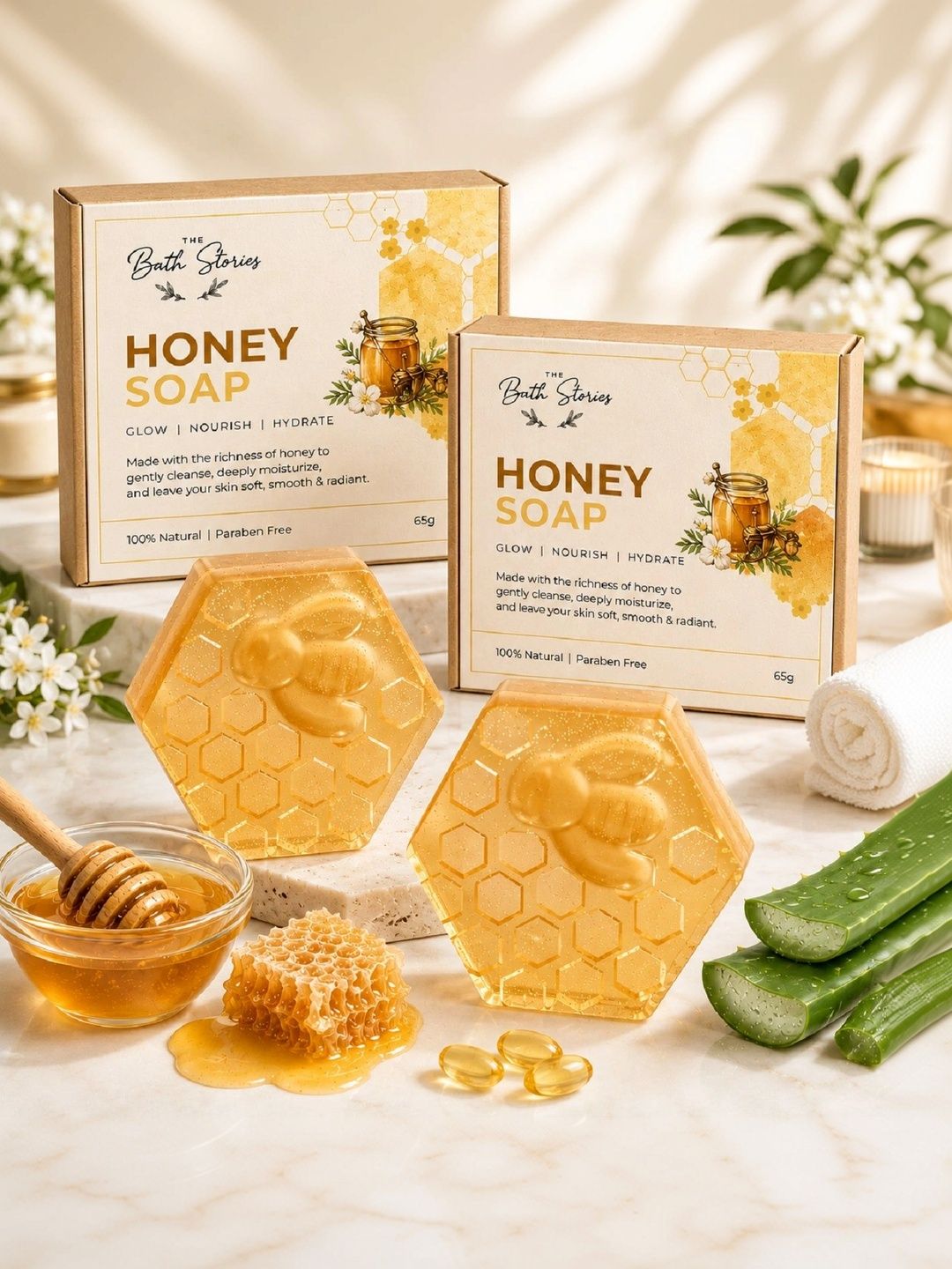 The Bath Stories Set Of 2 Raw Honey Soap For Hydration - 65 g Each-image-48