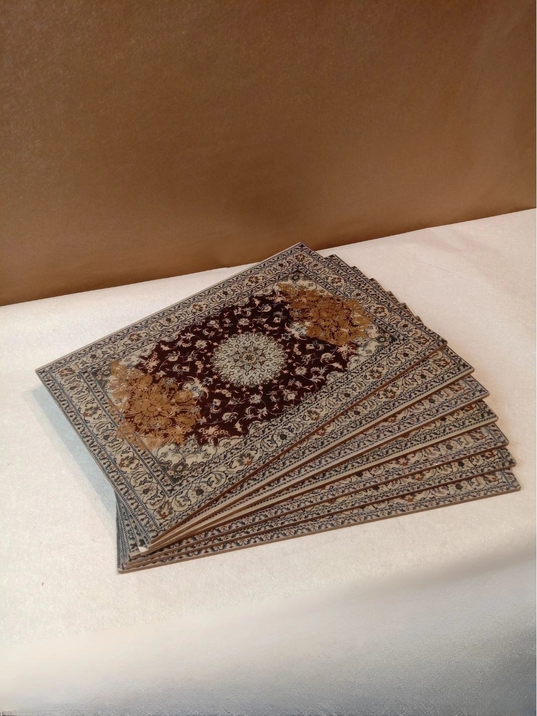 THE HOME CO. 7 Pcs Brown Printed Rectangle Table Placemats-image-44
