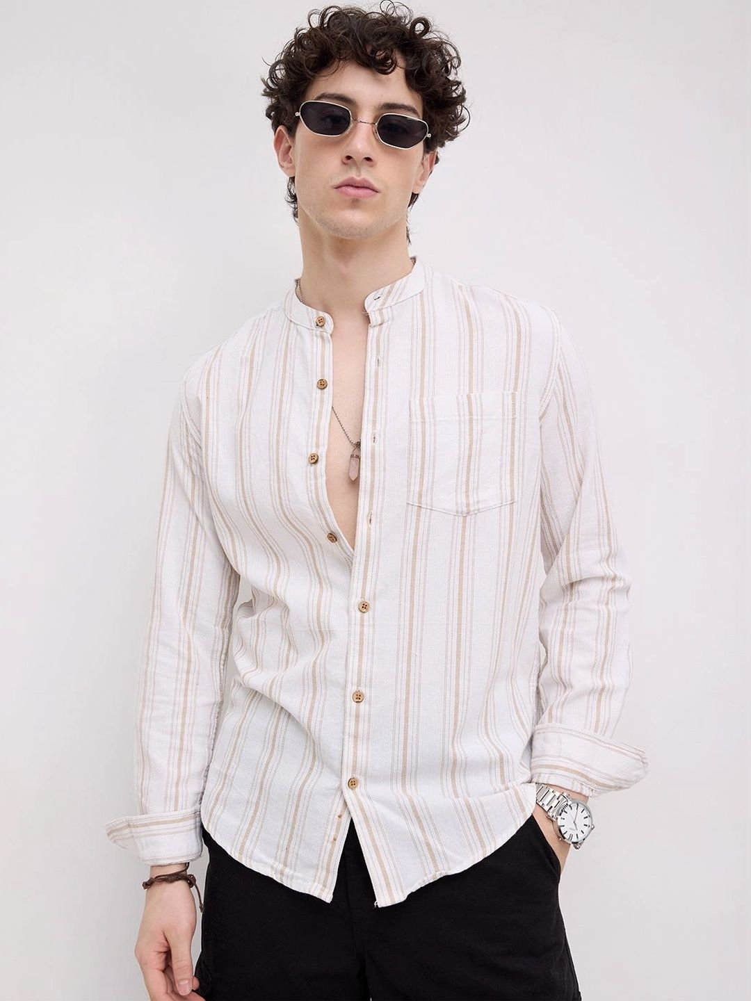 VASTRADO Men Classic Slim Fit Striped Casual Shirt-picture-19