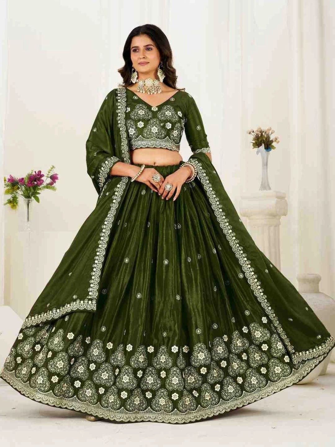 all about you Embroidered Thread Work Ready to Wear Lehenga & Blouse With Dupatta-image-8