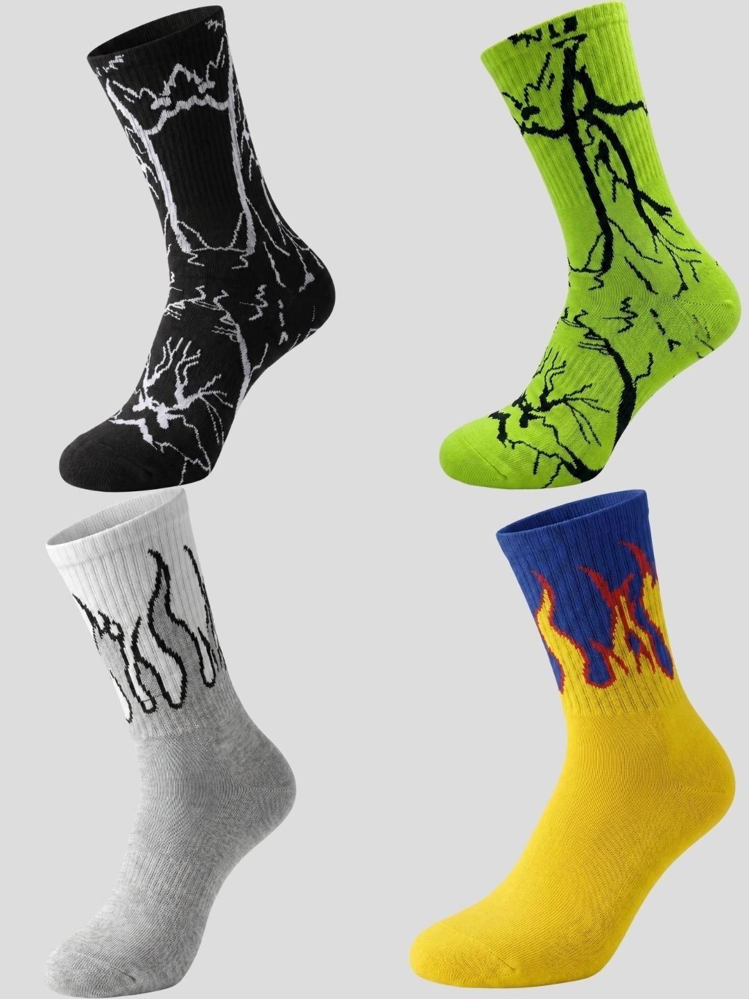 Moda Rapido Men Pack of 4 Cotton Blend Patterned Calf Length Socks-picture-38