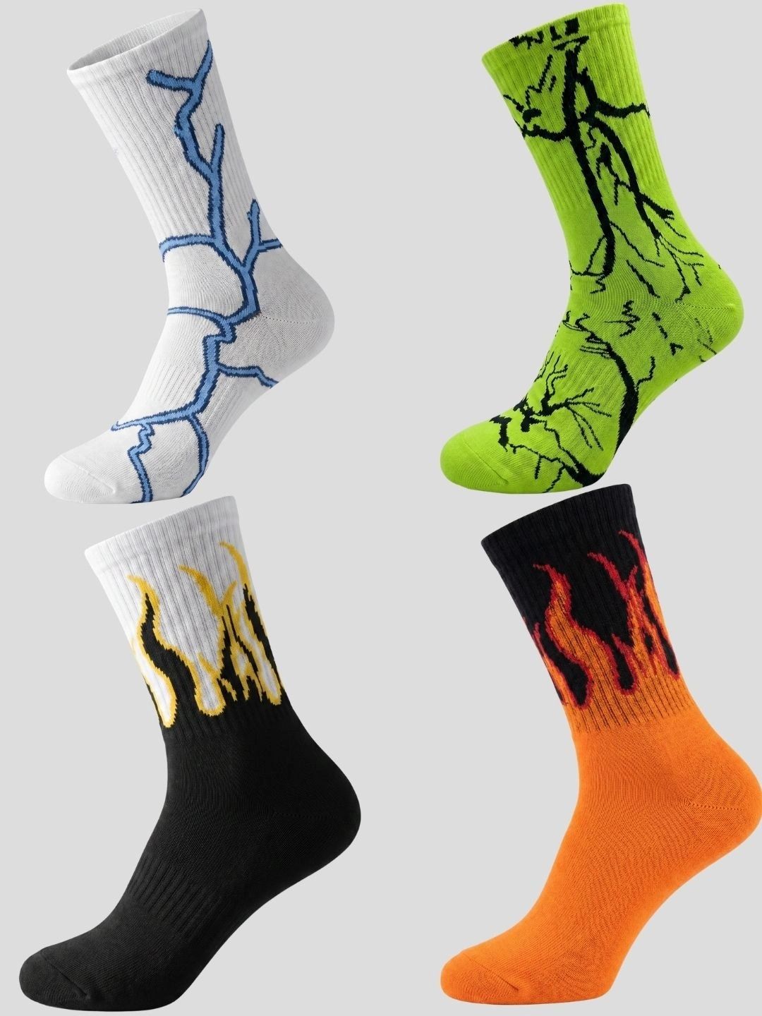 Moda Rapido Men Pack of 4 Cotton Blend Patterned Calf Length Socks-picture-32