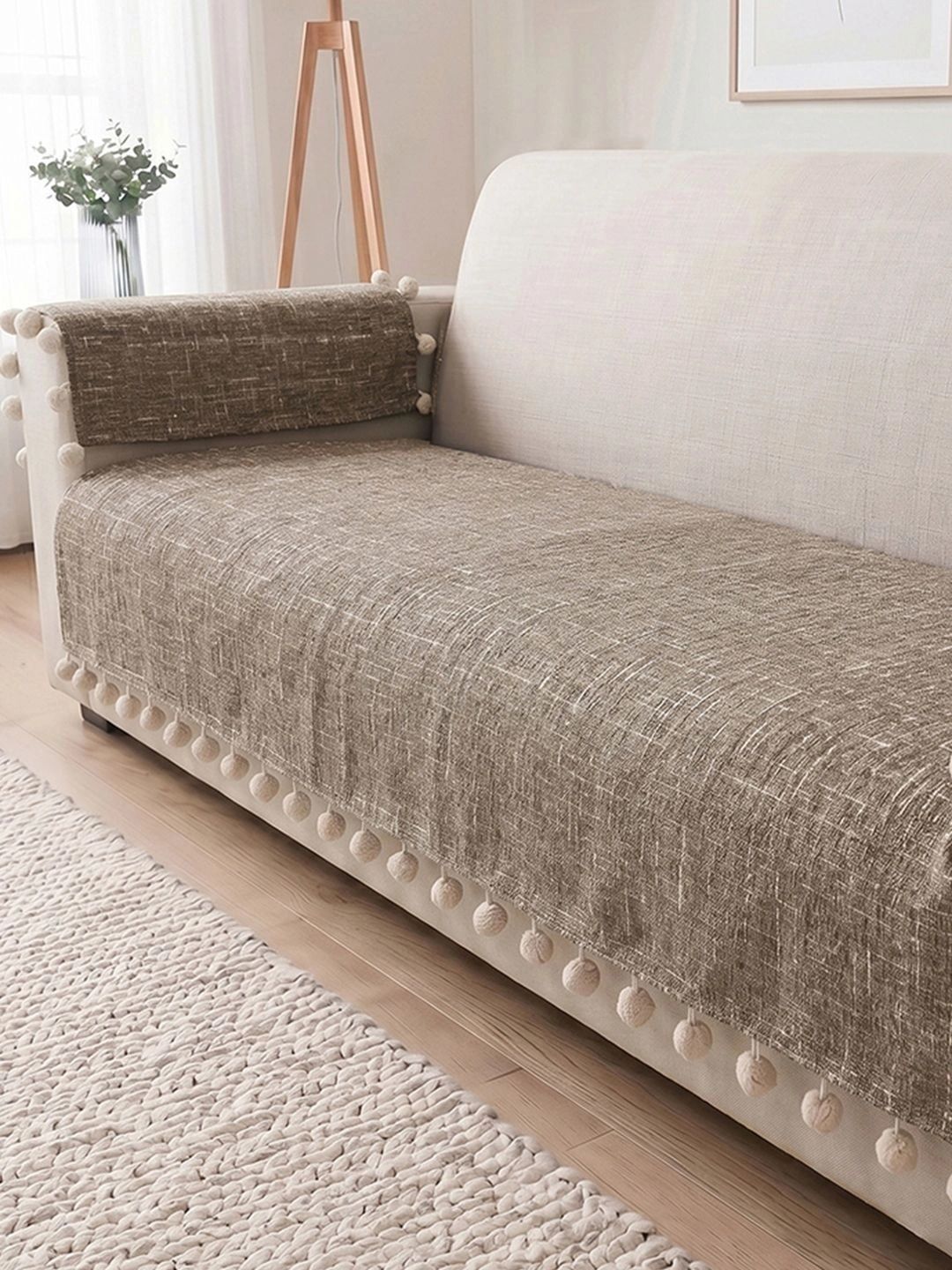 Story@home Brown 3 Piece Sofa Cover With Arms-picture-45