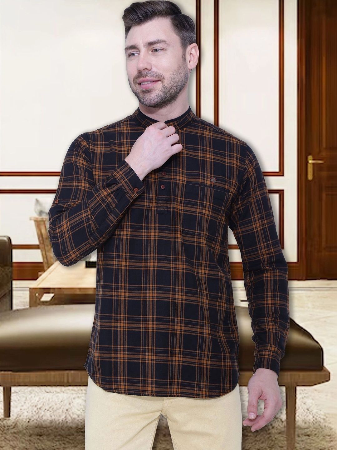 Kuons Men Checked Kurta-picture-33