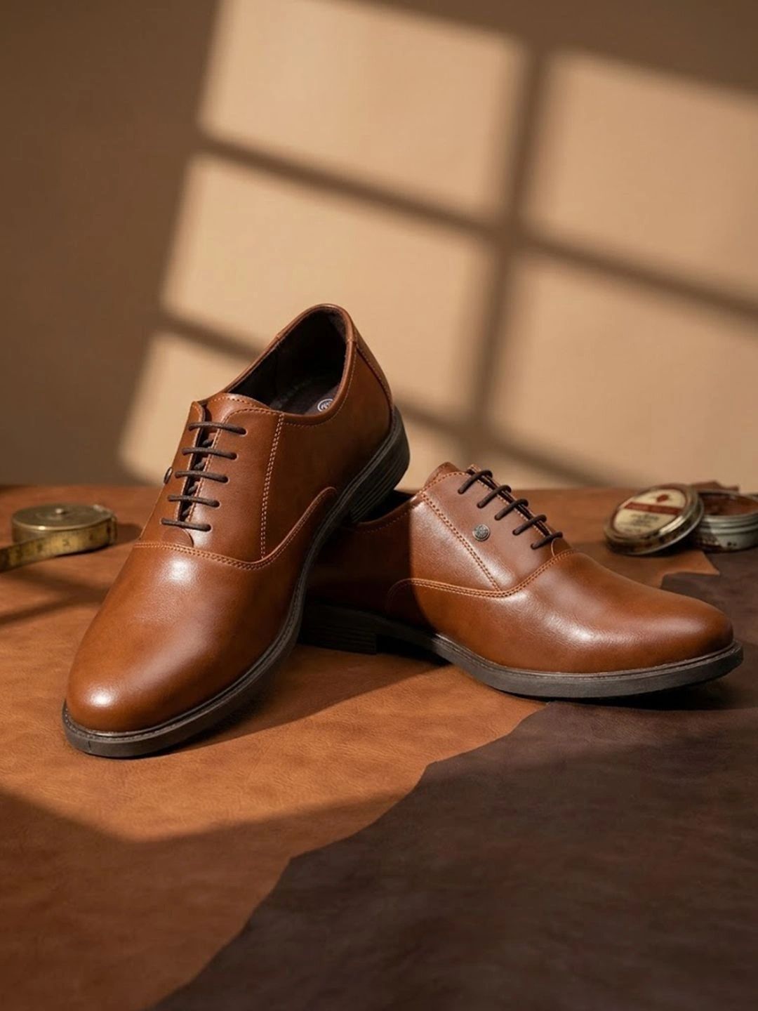 House of Pataudi Men Round Toe Lace-Ups Derbys Formal Shoes-image-30