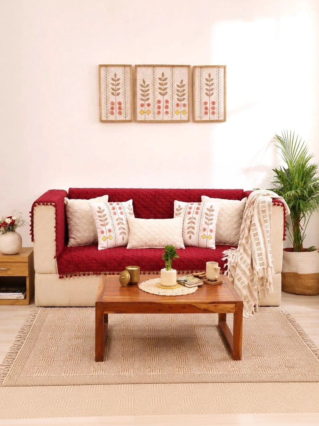 eyda Maroon Sofa Cover With Arms-picture-11