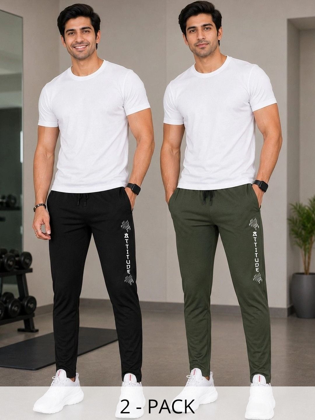 AVOLT Men Pack of 2 Regular Fit Typography Training Joggers-picture-14