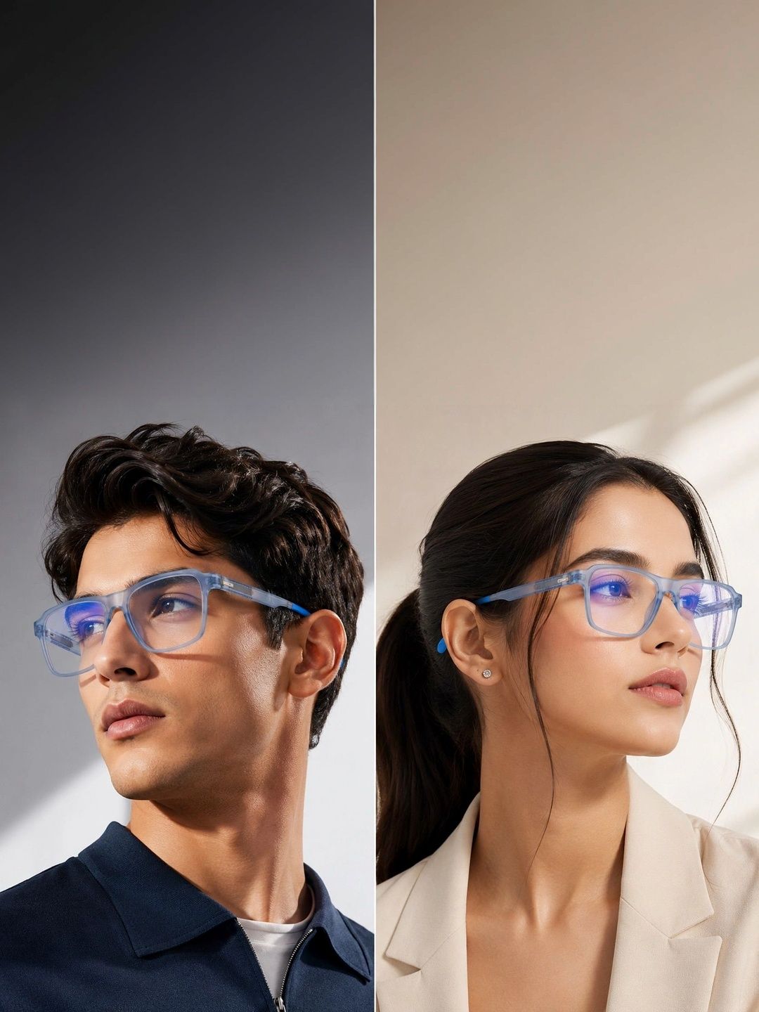 Mast & Harbour Unisex Clear Lens & Blue Rectangle Sunglasses with-picture-41