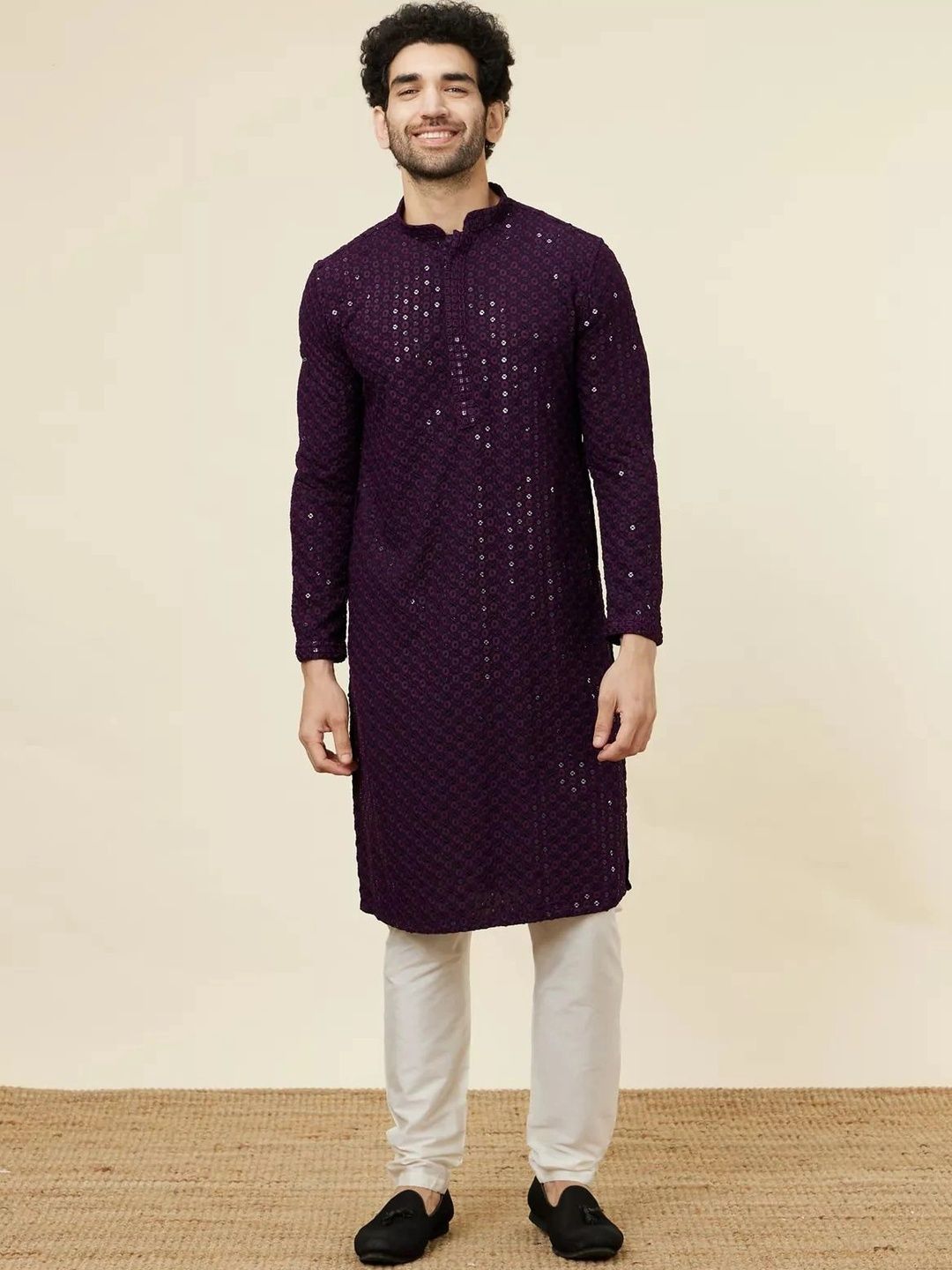 Moda Rapido Men Ethnic Motifs Regular Sequinned Kurta with Pyjamas-picture-11