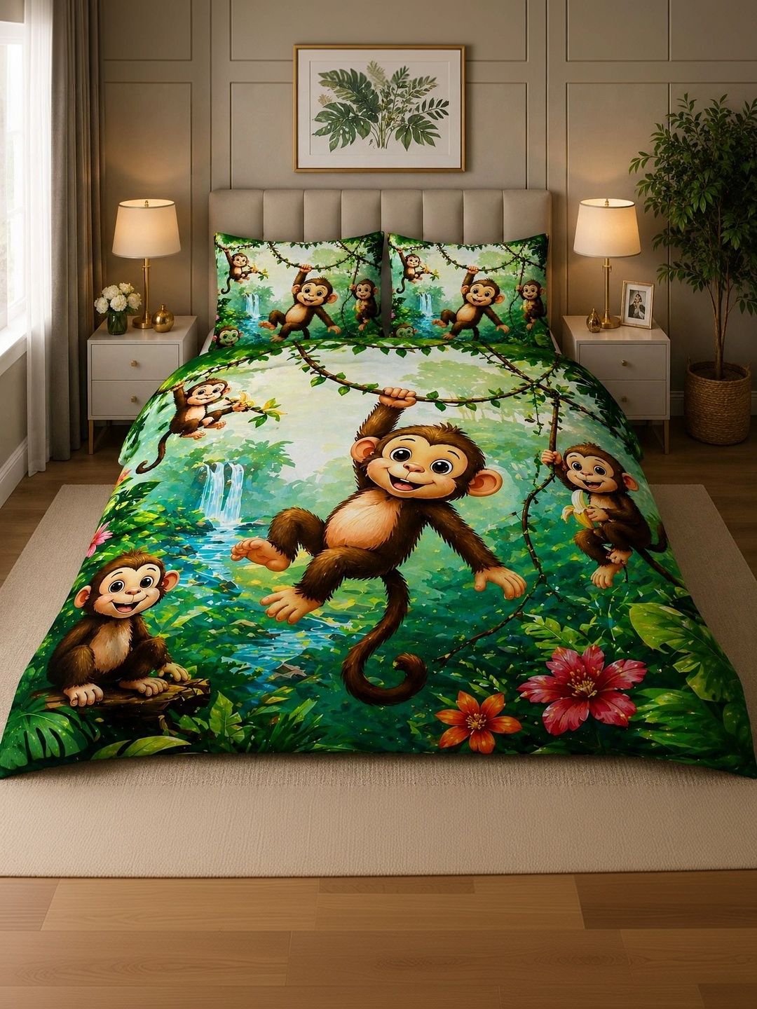 Supreme Home Collective Green & Yellow Bedsheet with 2 Pillow Covers-image-6