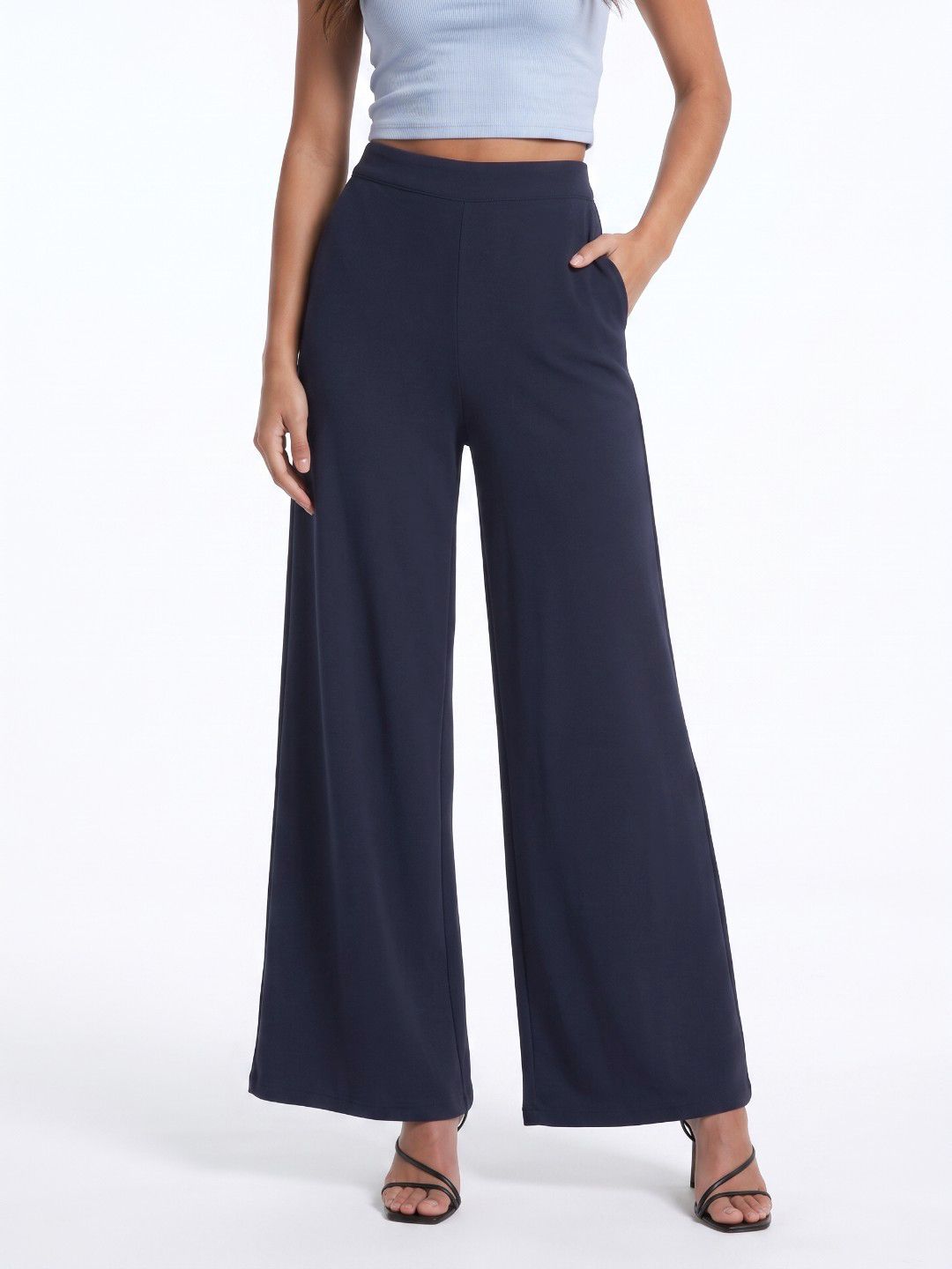 glitchez Women Wide Leg Chinos Trousers-image-1
