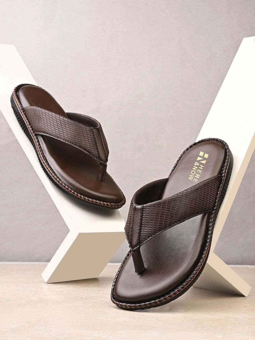 HERE&NOW Men Leather Comfort Sandals-picture-33