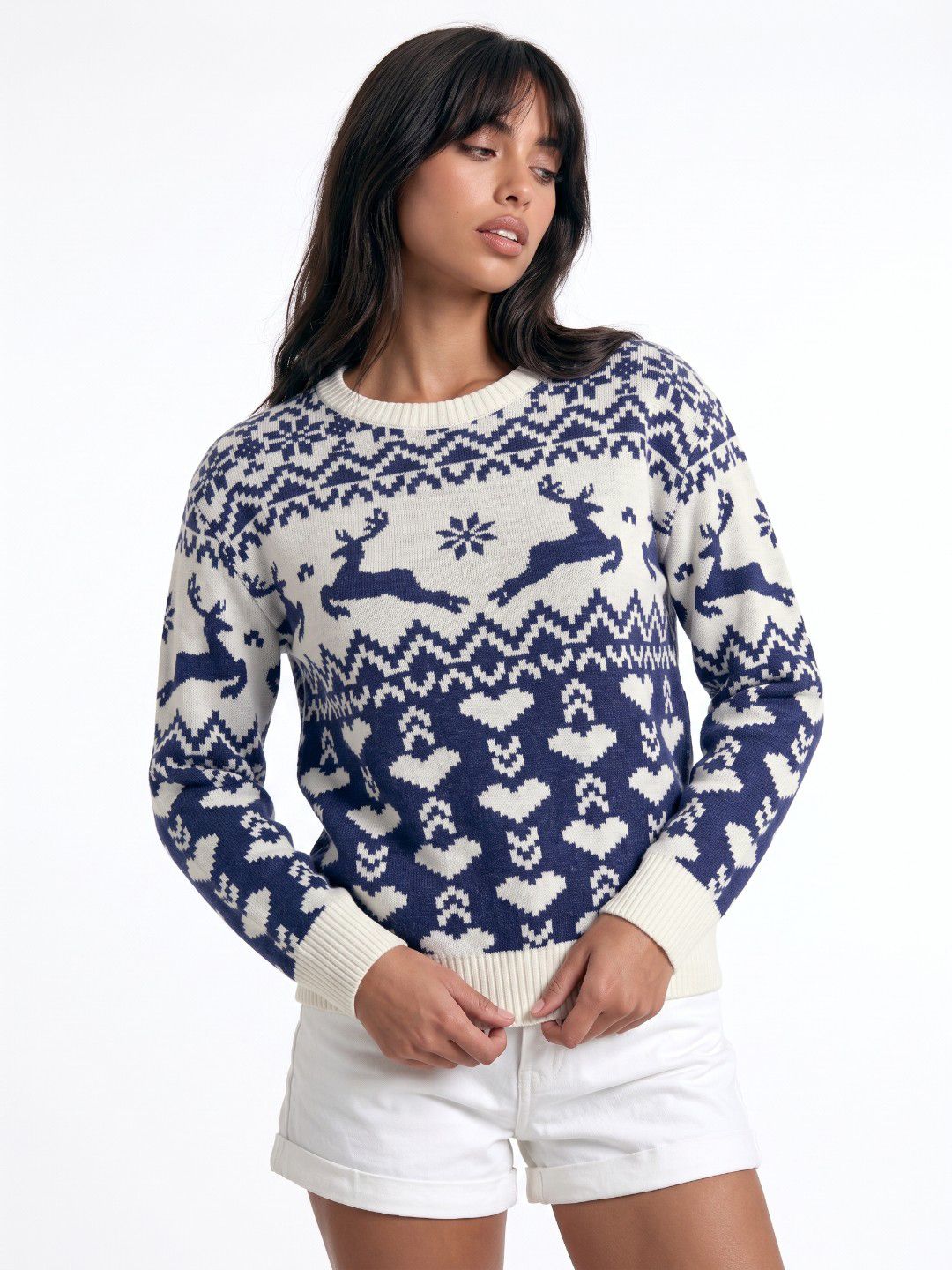 glitchez Geometric Designed Round Neck Relaxed Fit Knitted Pullover-picture-10
