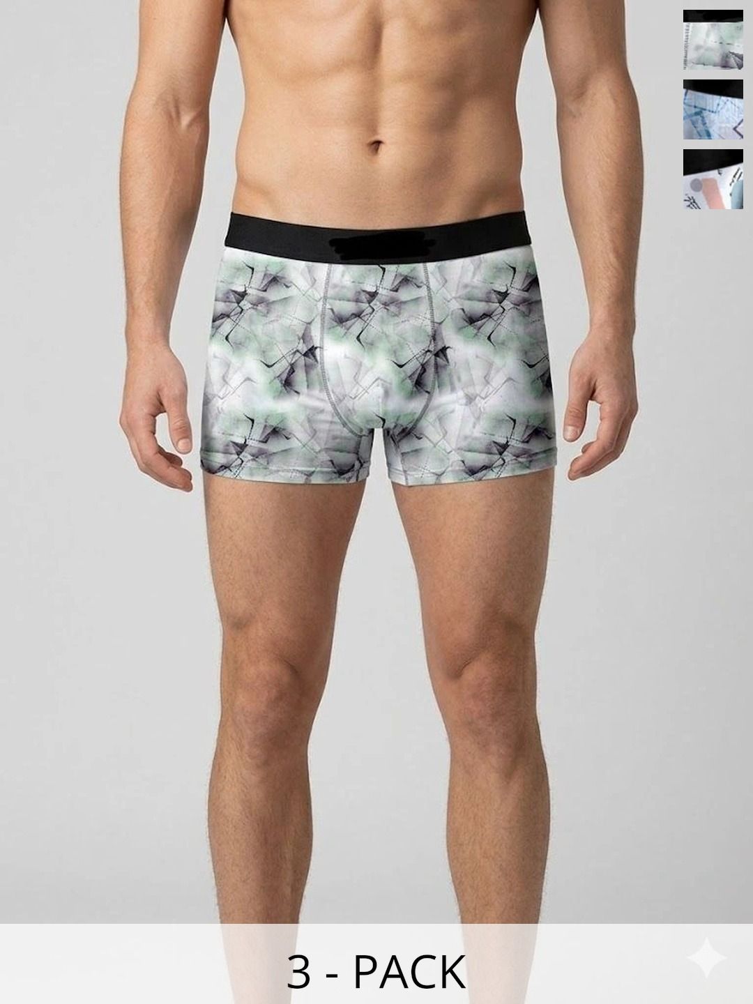 JISHVA Pack of 3 Printed Trunks-picture-22