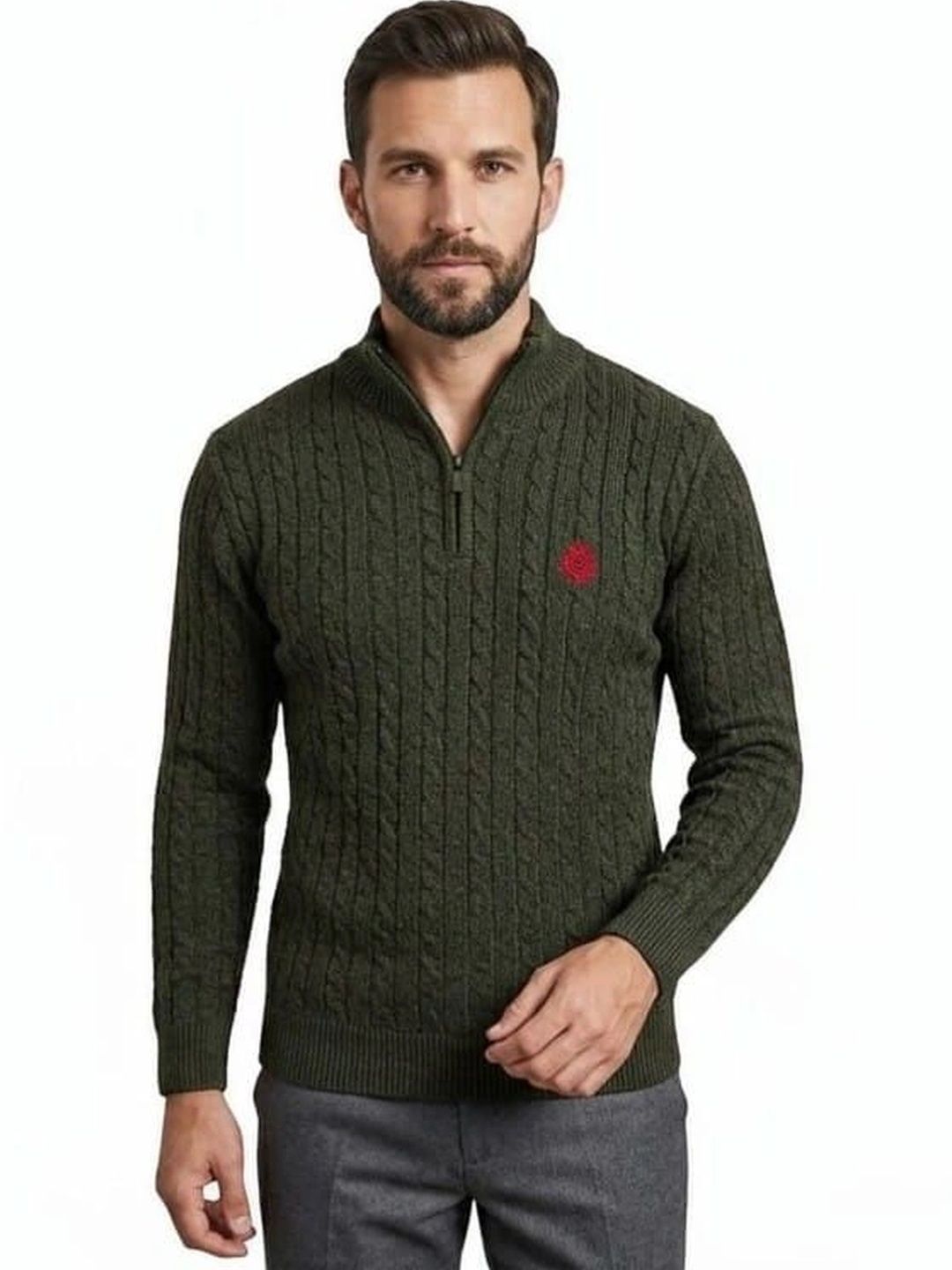 ALPHA CLUB Men Cable Knit Pullover-picture-41