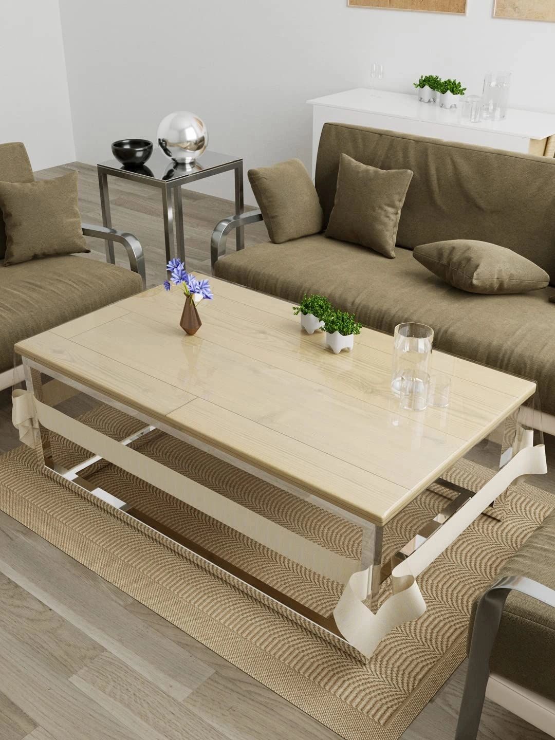 Aura Cream-Coloured Waterproof 6-Seater Table Cover with Embellished details-image-42