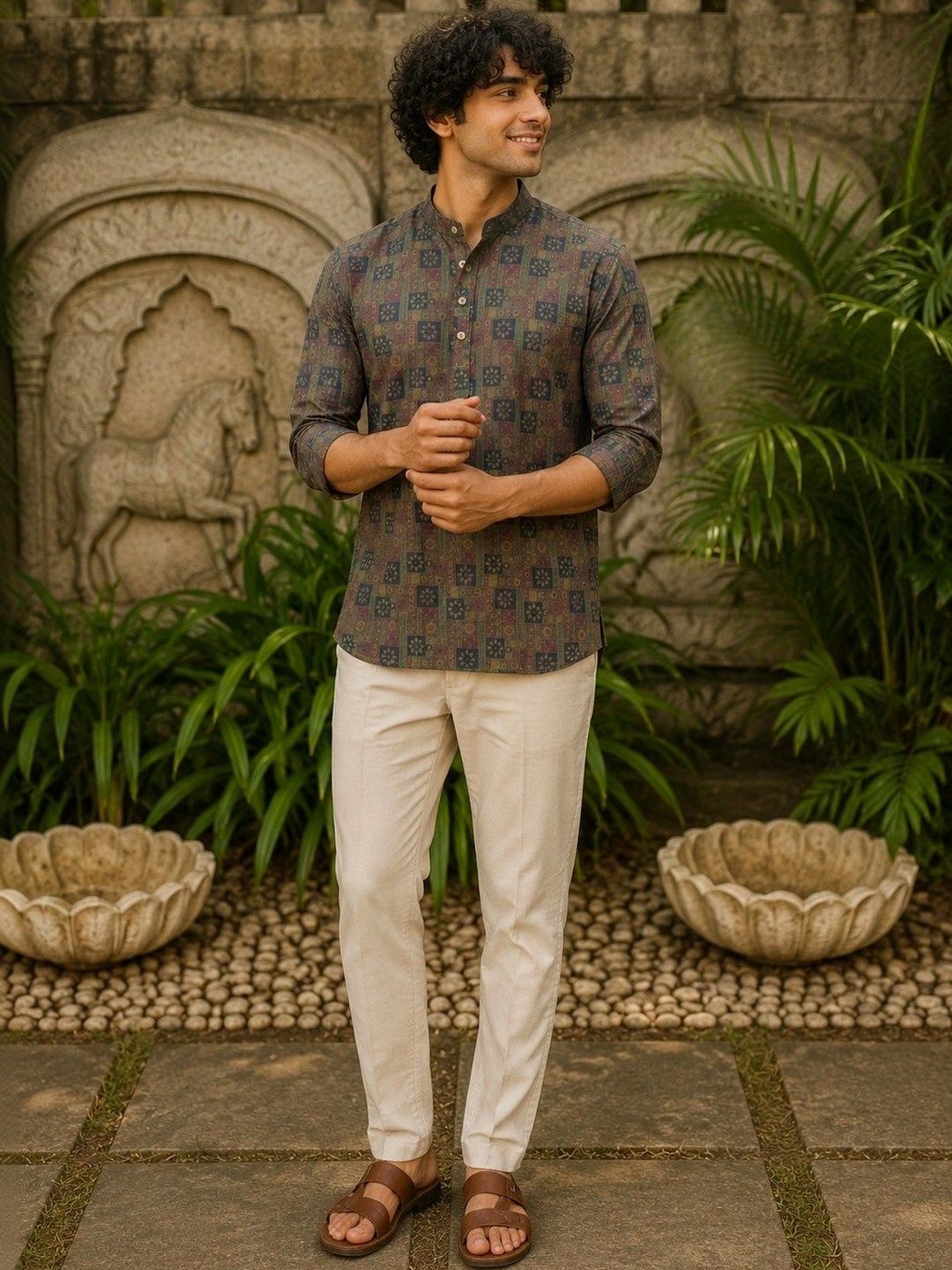 SKYWORRIX Men Geometric Printed Kurta-picture-17