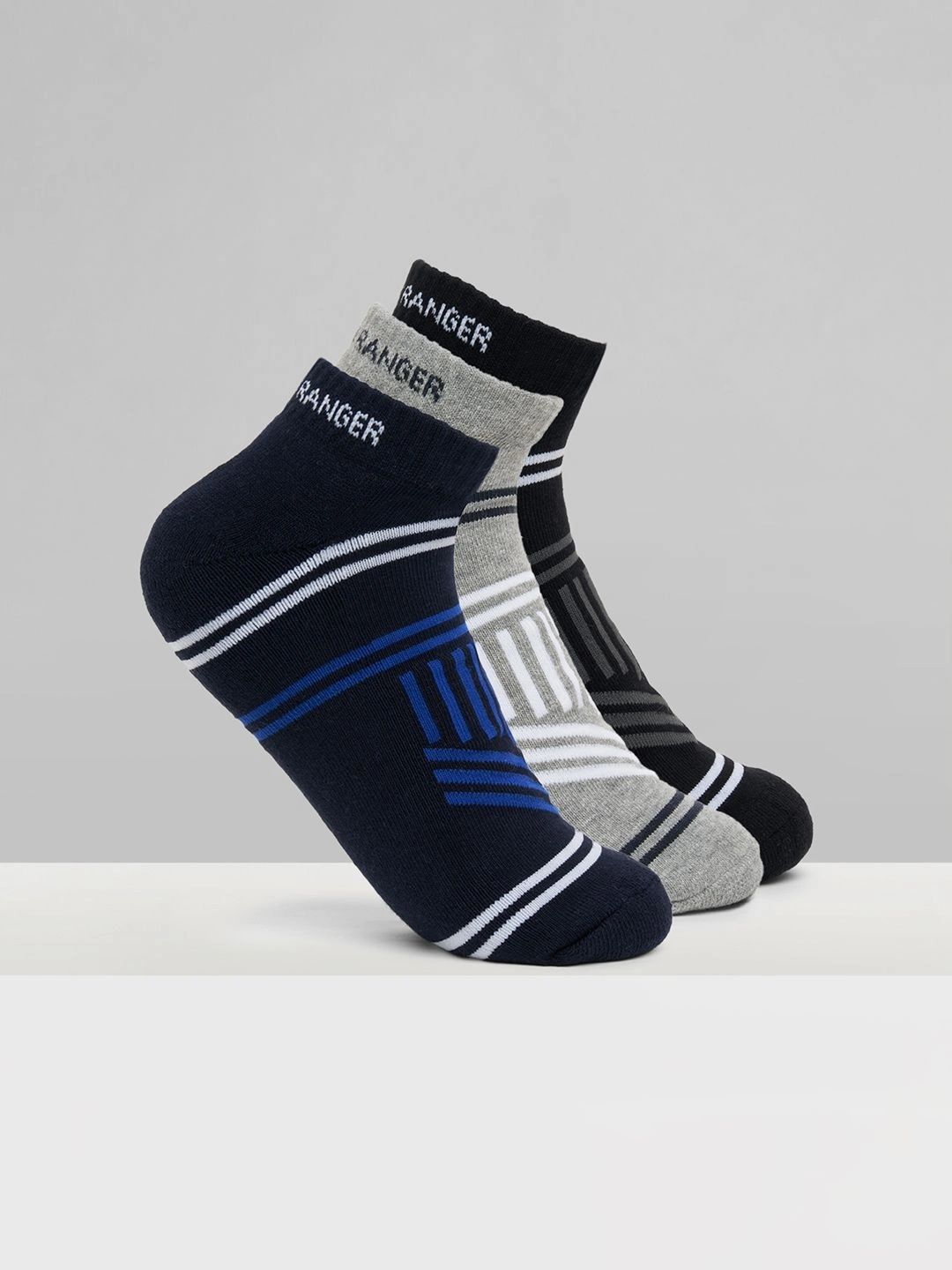 Urban Ranger by pantaloons Men Pack of 3 Cotton Blend Assorted Patterned Above Ankle Socks-picture-27