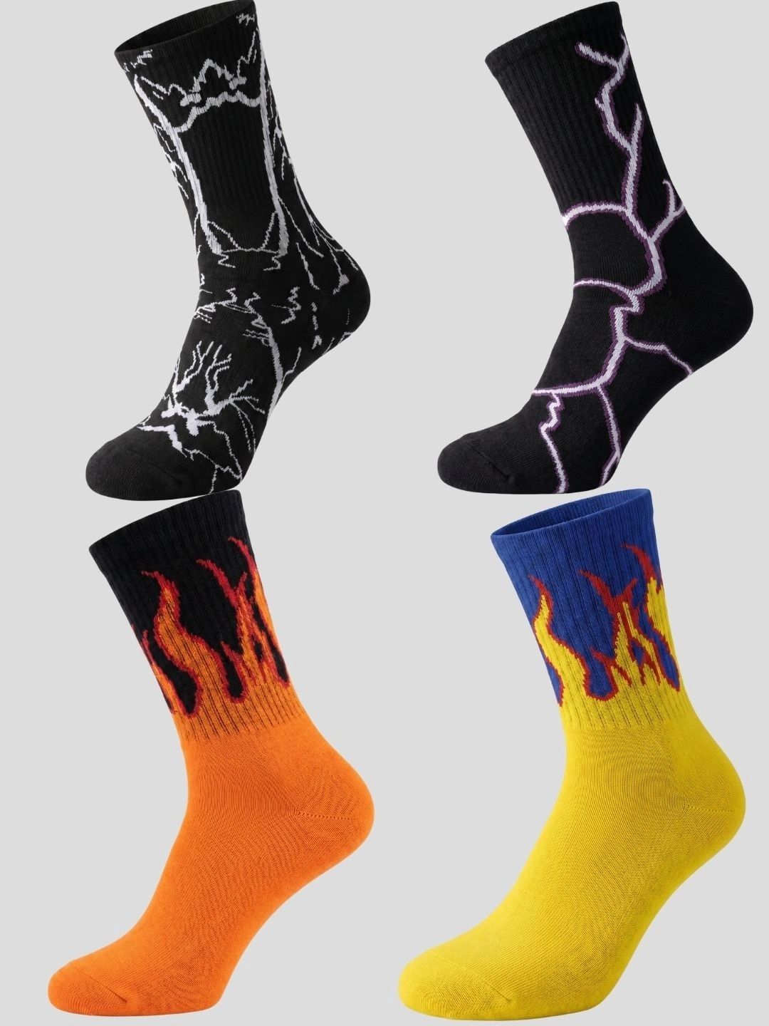 Moda Rapido Men Pack of 4 Cotton Blend Patterned Calf Length Socks-picture-27
