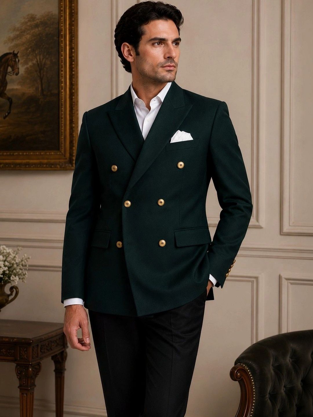 SOURAGYA Tailored Fit Peaked Lapel Double-Breasted Party Blazers-picture-37