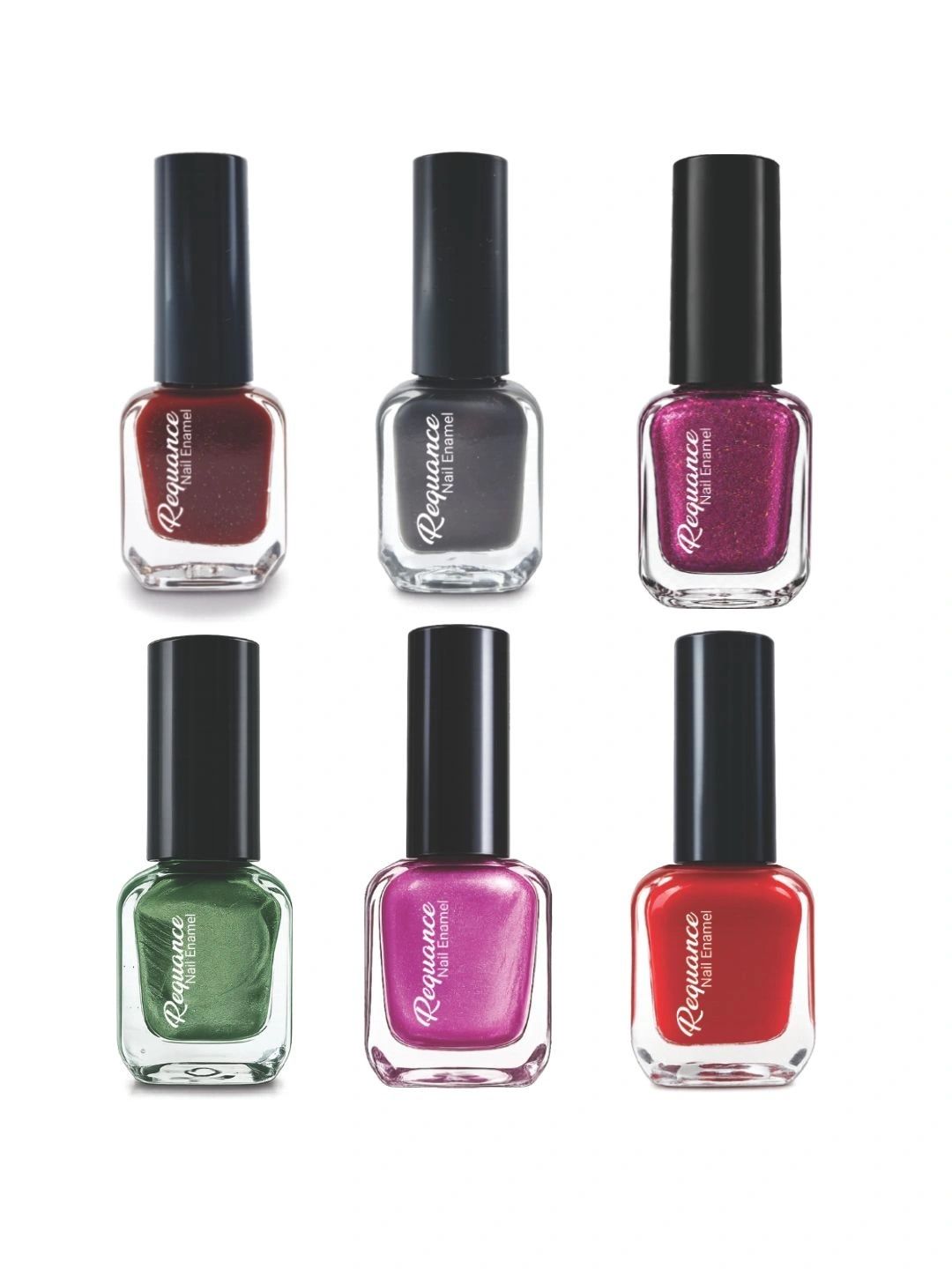 REQUANCE 6Ps LongLasting NailPolish-6ml Each Smoky Rose-Plum-Ruby-Green-Purple-Crimson-image-15