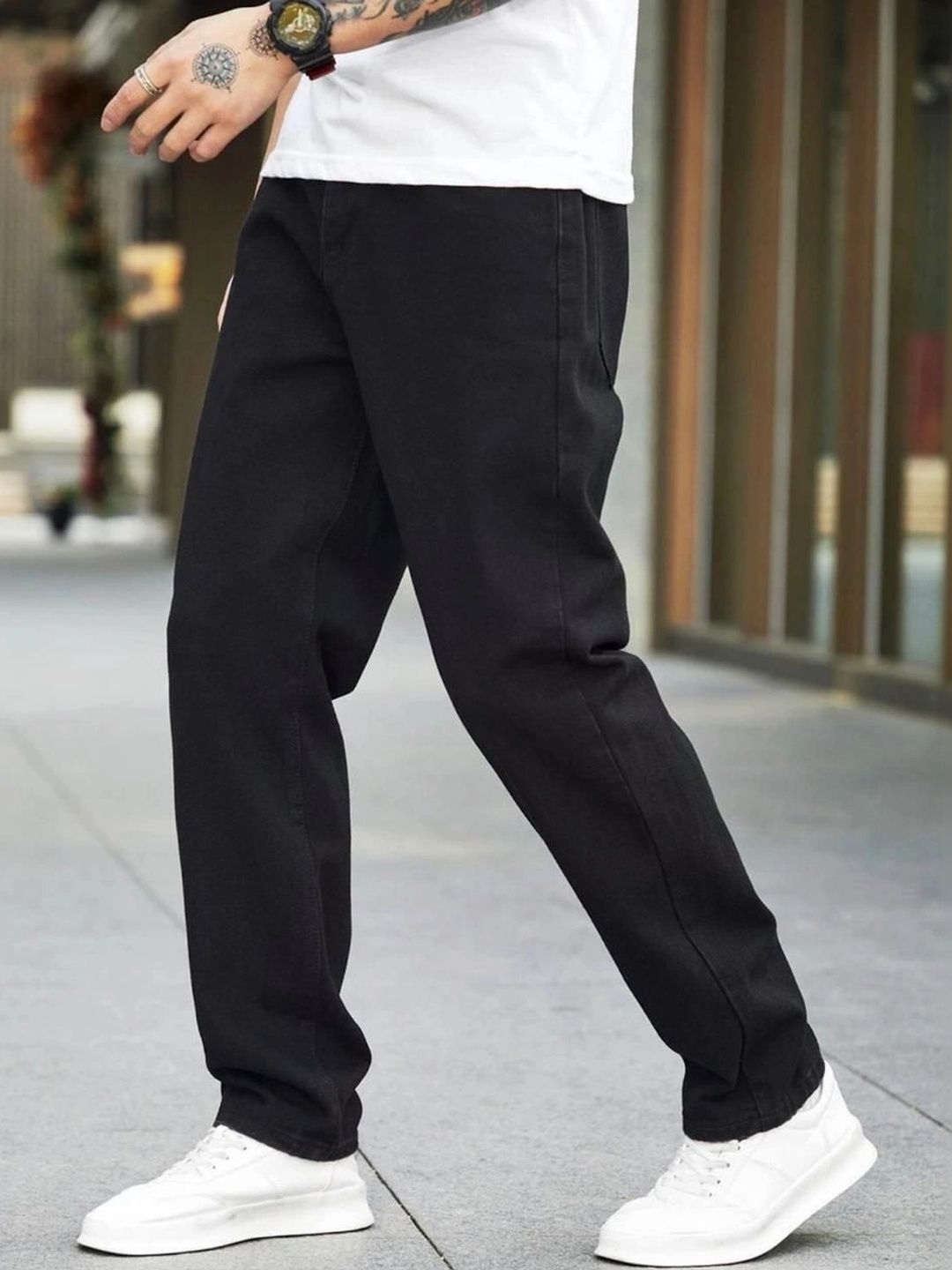 FLAYING Men Loose Relaxed Fit Mid-Rise Jeans-picture-55