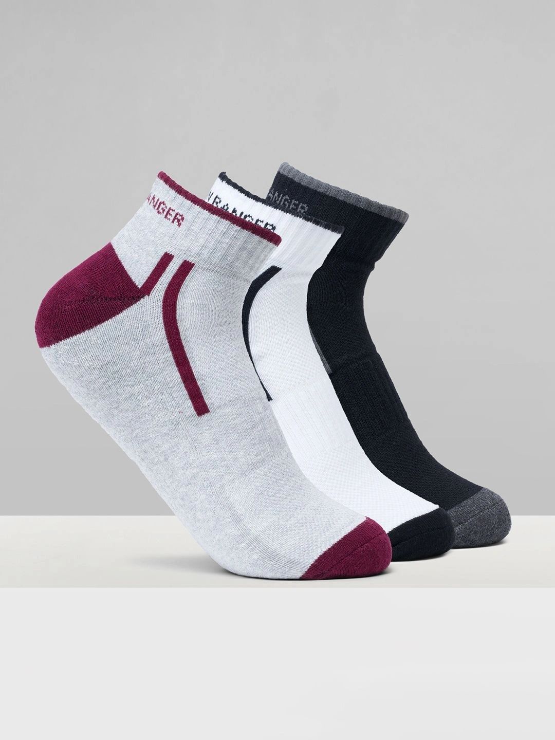 Urban Ranger by pantaloons Men Pack of 3 Cotton Blend Assorted Colourblocked Ankle Length Socks-picture-33