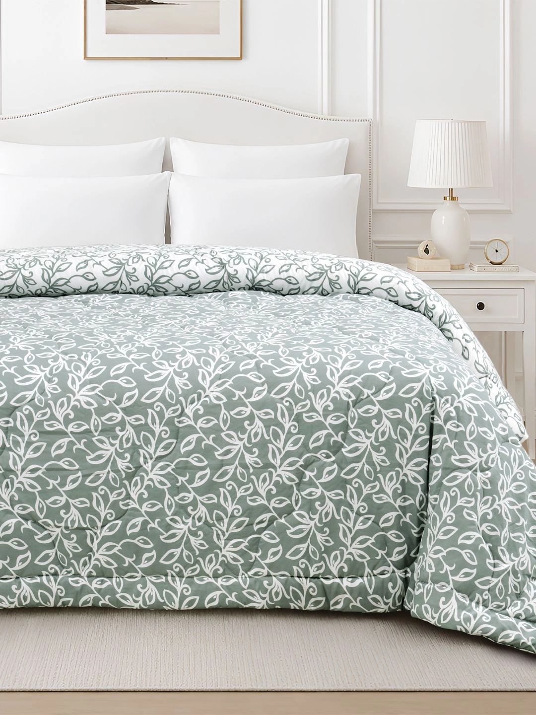 Sangria Green Floral Microfiber AC Room 150 GSM Comforter-image-47