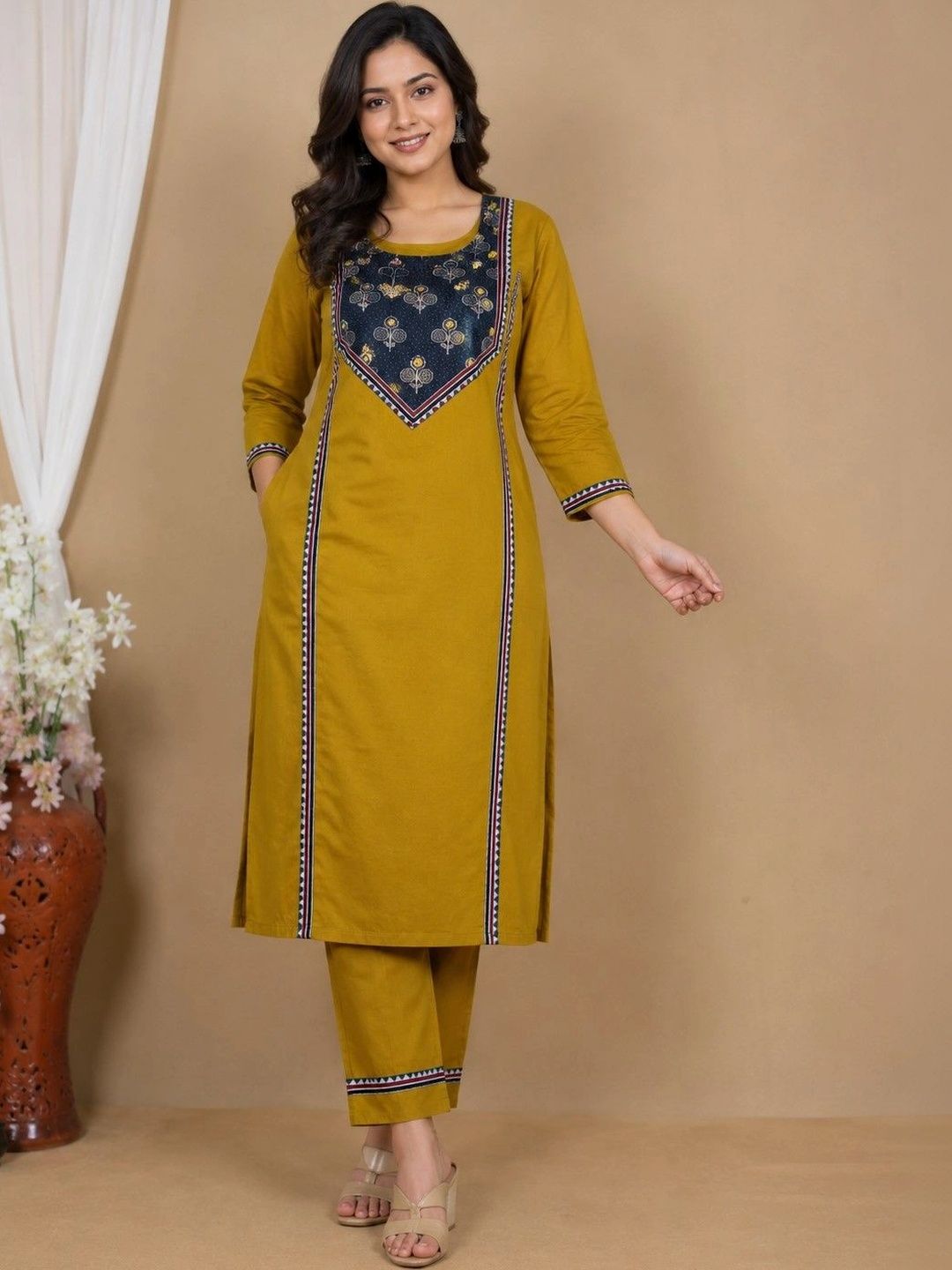 Classic Heritage Ethnic Motifs Embroidered Thread Work Modal Blend Thread Work Kurti-picture-40