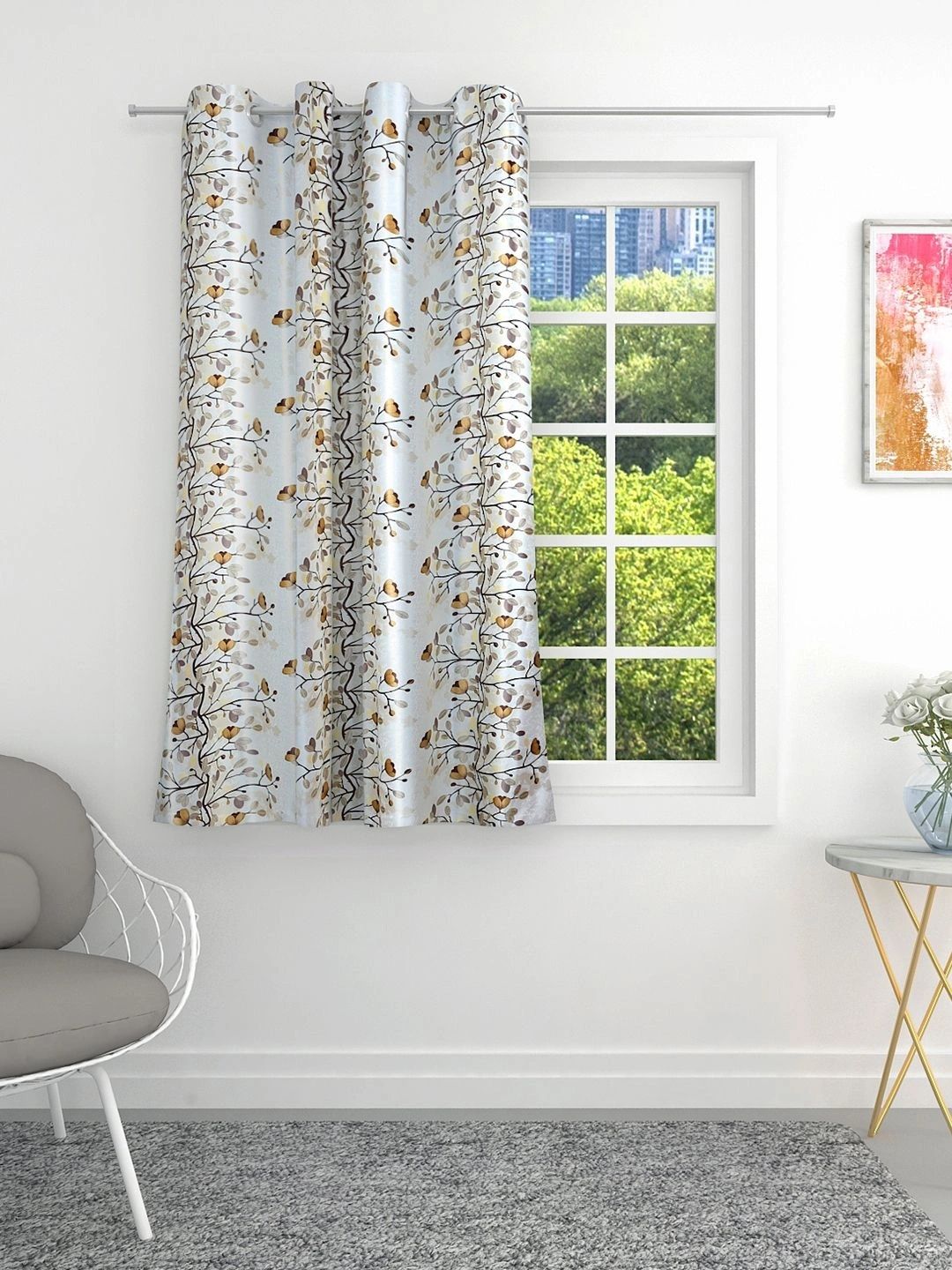 THE CONVERSION Coffee Brown Floral Window Curtain-image-15