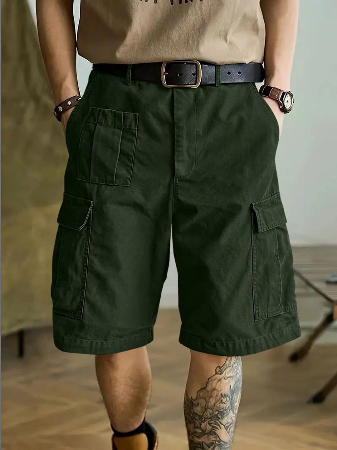 LERIYA FASHION Men High-Rise Cargo Shorts-picture-12
