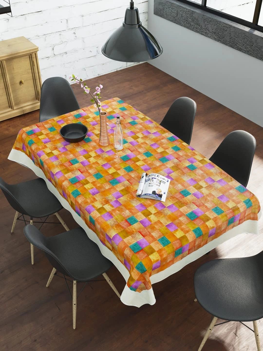 Myntra Elegant Homes Multicoloured Geometric Printed Waterproof 6-Seater Table Cover-picture-31
