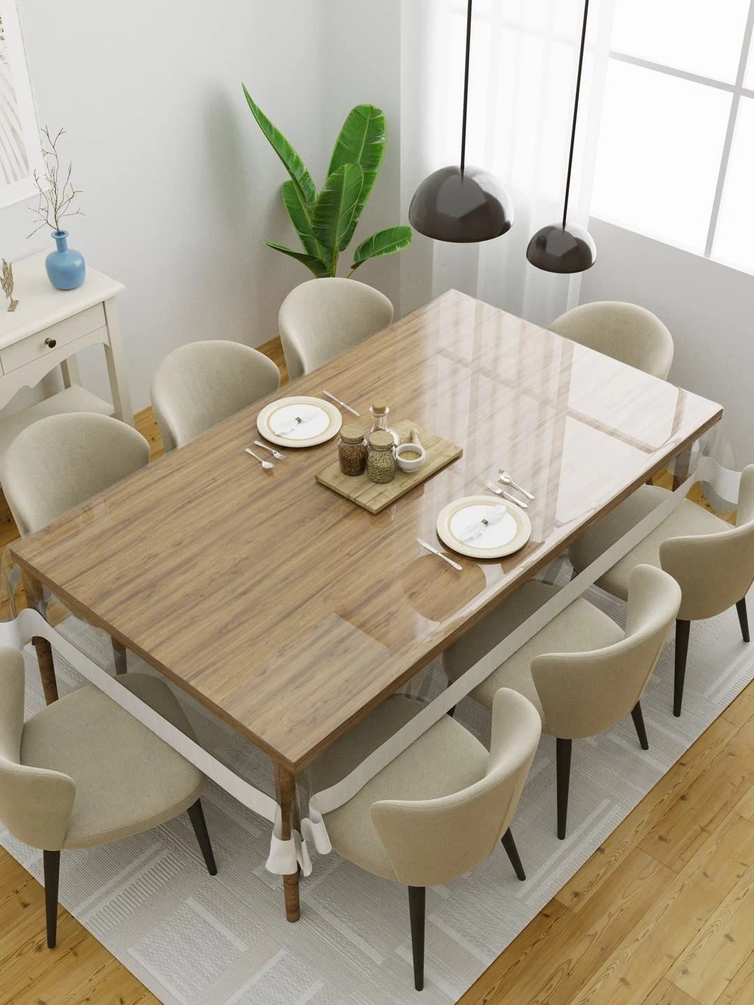 Aura White Waterproof 8-Seater Table Cover-picture-15