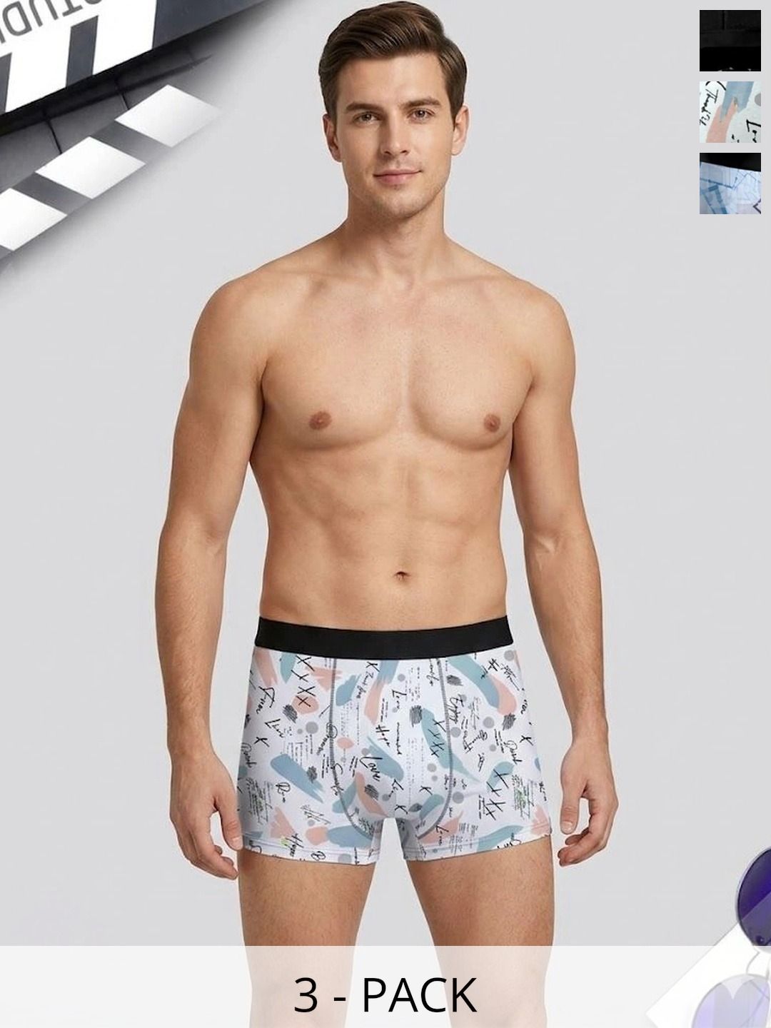 JISHVA Pack of 3 Printed Trunks-picture-20