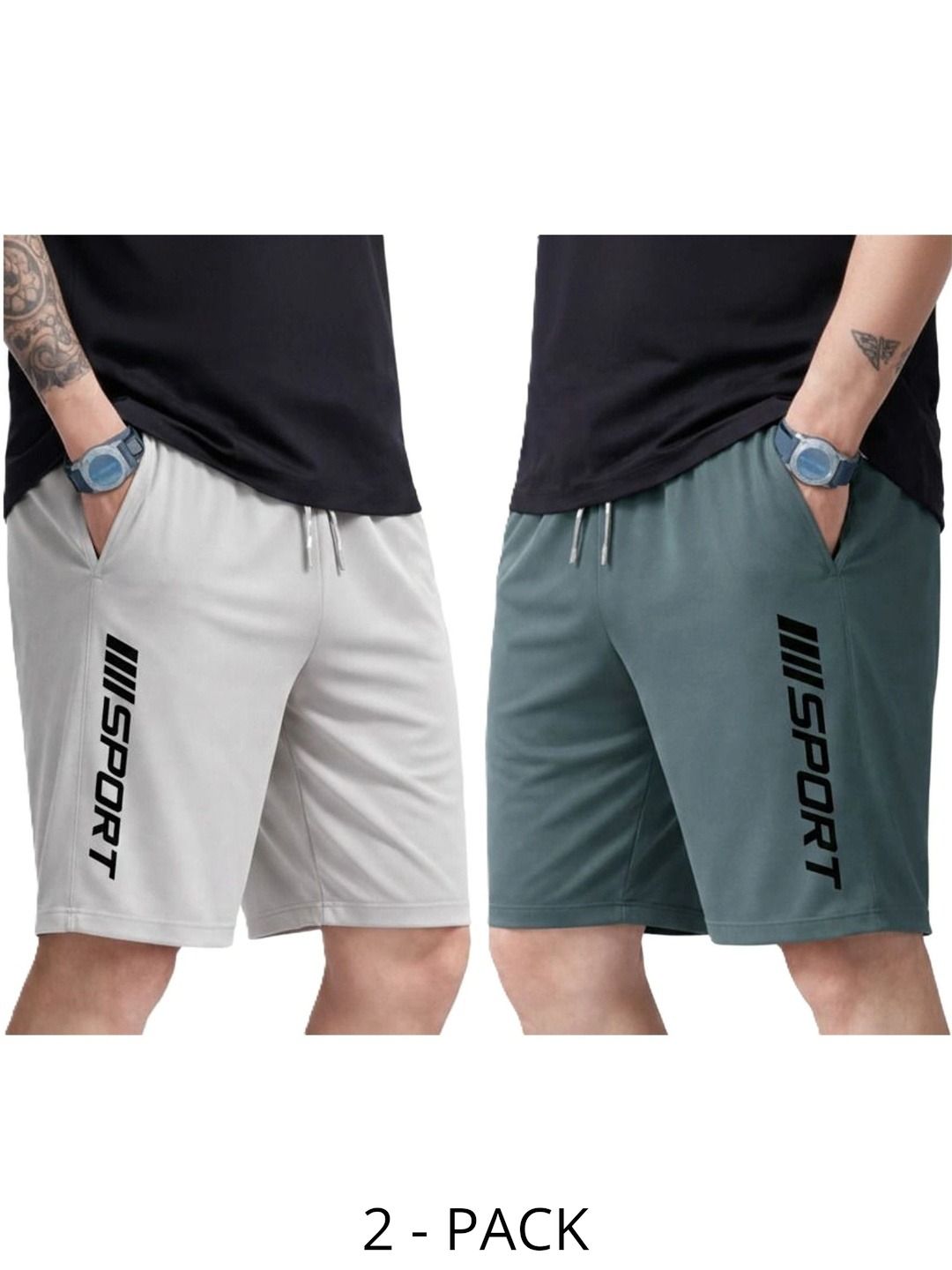 DESNUDA Men Pack Of 2 Typography Running Sports Shorts-picture-16
