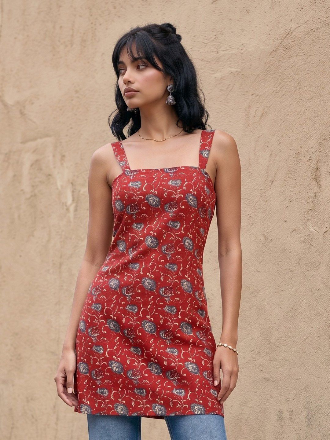 fusion by glitchez Floral Printed Fitted Pure Cotton Kurti-picture-39