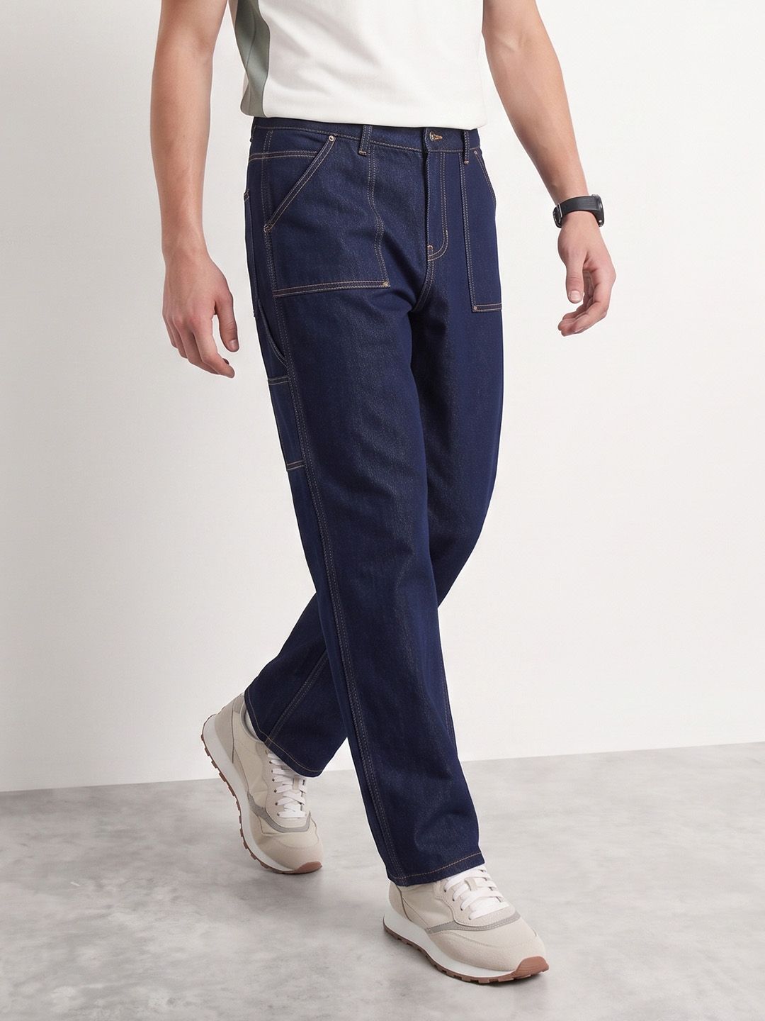 Mast & Harbour Men Straight Fit Contrast Stitch Jeans-picture-57